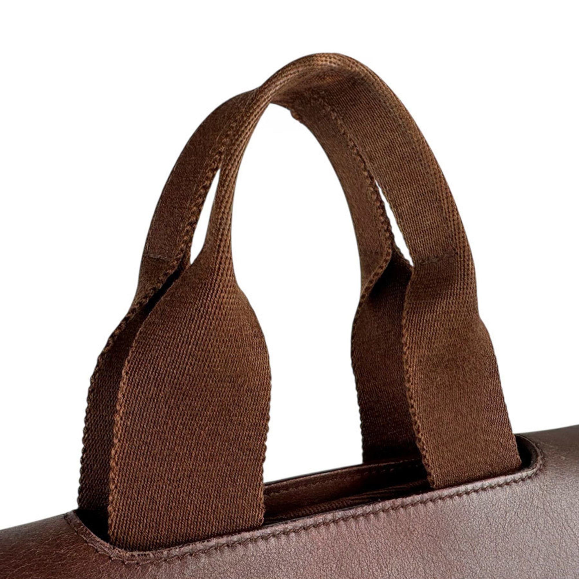 Hermes Hermes Hermès Valparaiso PM Handbag, Cotton and Leather, Brown, Women's, Free Shipping, z8812 Size ONE SIZE - 11 Thumbnail