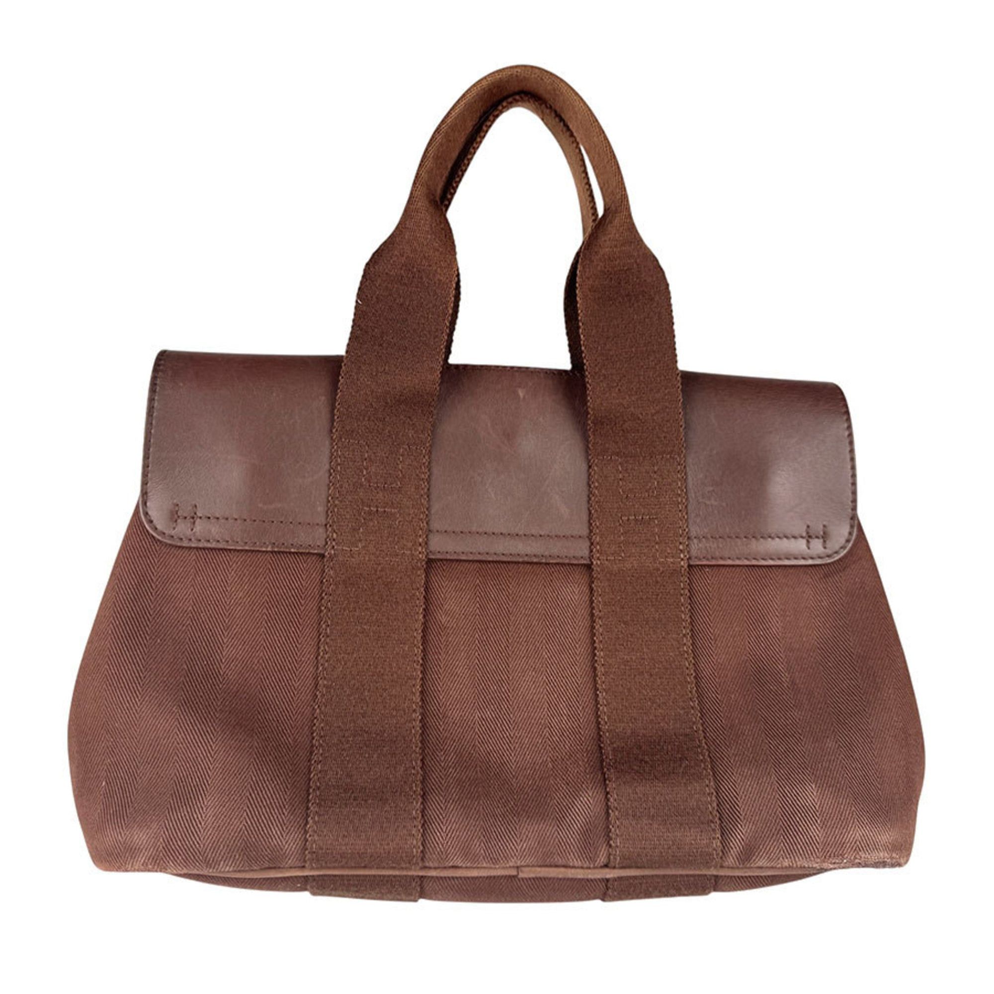 Hermes Hermes Hermès Valparaiso PM Handbag, Cotton and Leather, Brown, Women's, Free Shipping, z8812 Size ONE SIZE - 3 Thumbnail