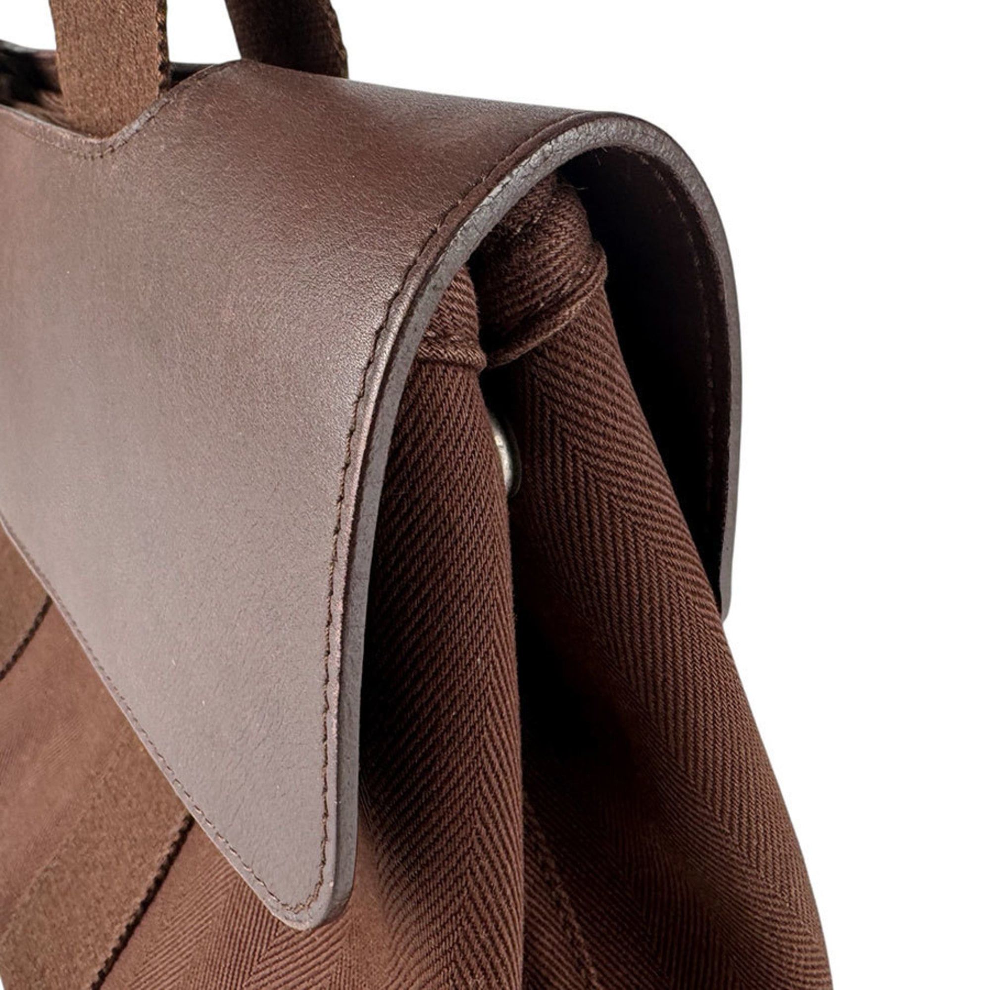 Hermes Hermes Hermès Valparaiso PM Handbag, Cotton and Leather, Brown, Women's, Free Shipping, z8812 Size ONE SIZE - 7 Thumbnail