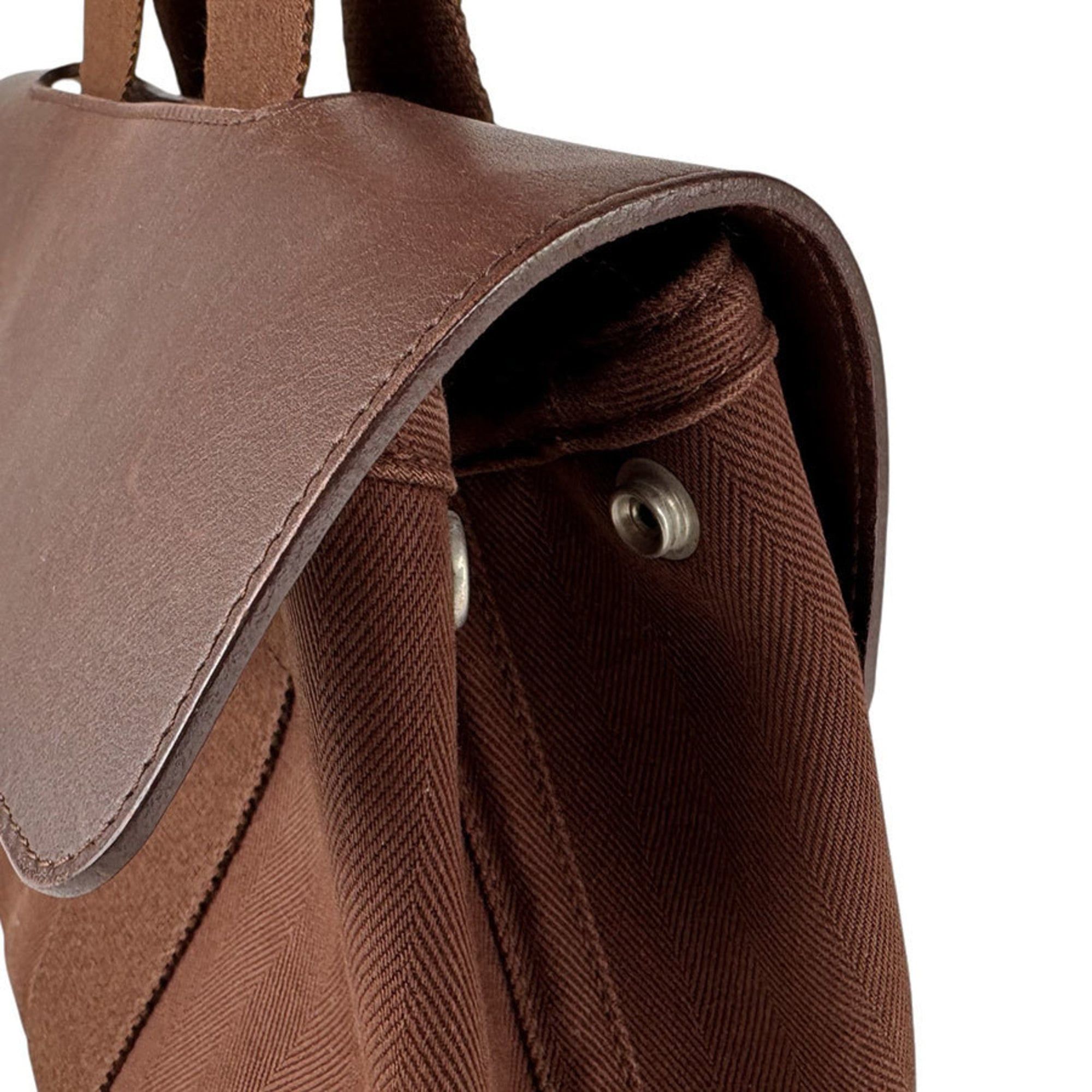 Hermes Hermes Hermès Valparaiso PM Handbag, Cotton and Leather, Brown, Women's, Free Shipping, z8812 Size ONE SIZE - 8 Thumbnail