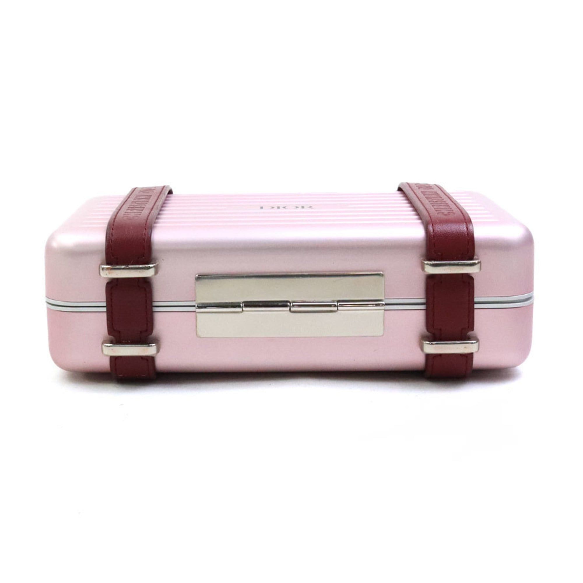 Dior Christian Dior crossbody shoulder bag, wallet, and Rimowa personal clutch bag in leather, aluminum, metallic pink, burgundy, silver. Free shipping. (e61543a) Size ONE SIZE - 4 Thumbnail