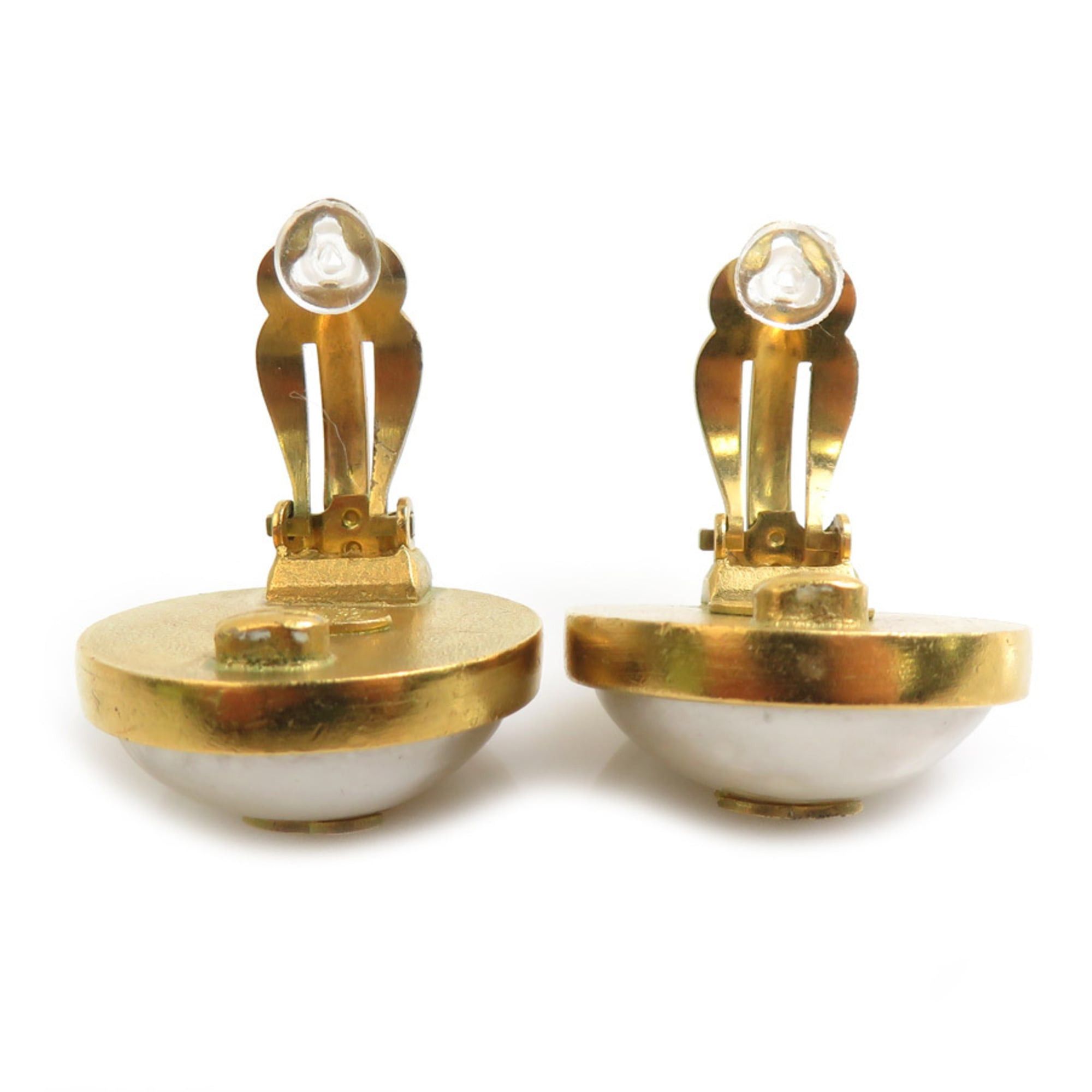 Chanel CHANEL Coco Mark Metal Earrings with Faux Pearls in Gold and Off-White, Women's, Free Shipping, e61550a Size ONE SIZE - 6 Thumbnail