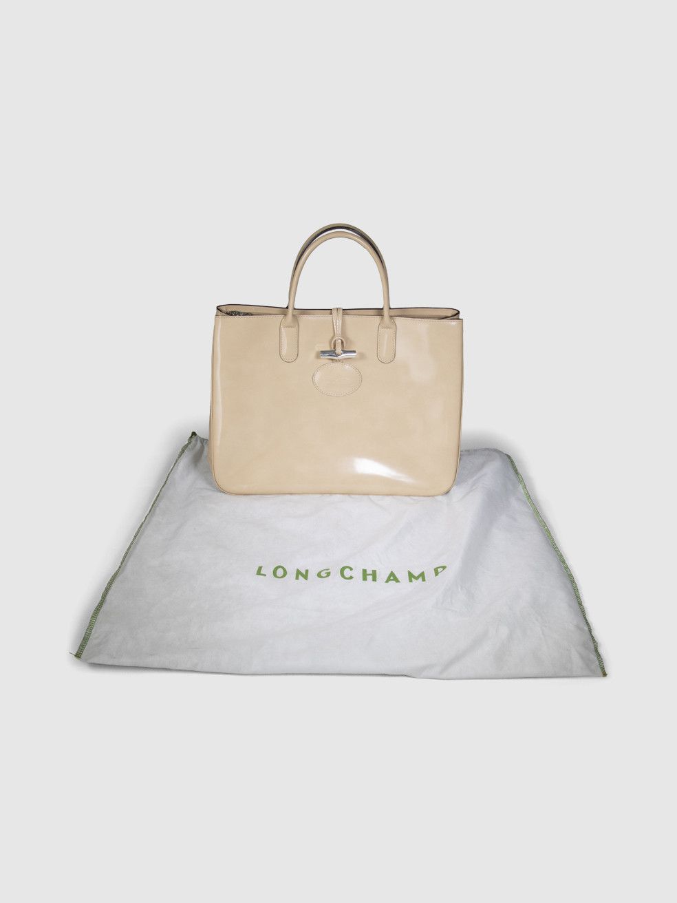 Longchamp Beige Patent Leather Roseau Tote Size ONE SIZE - 3 Thumbnail