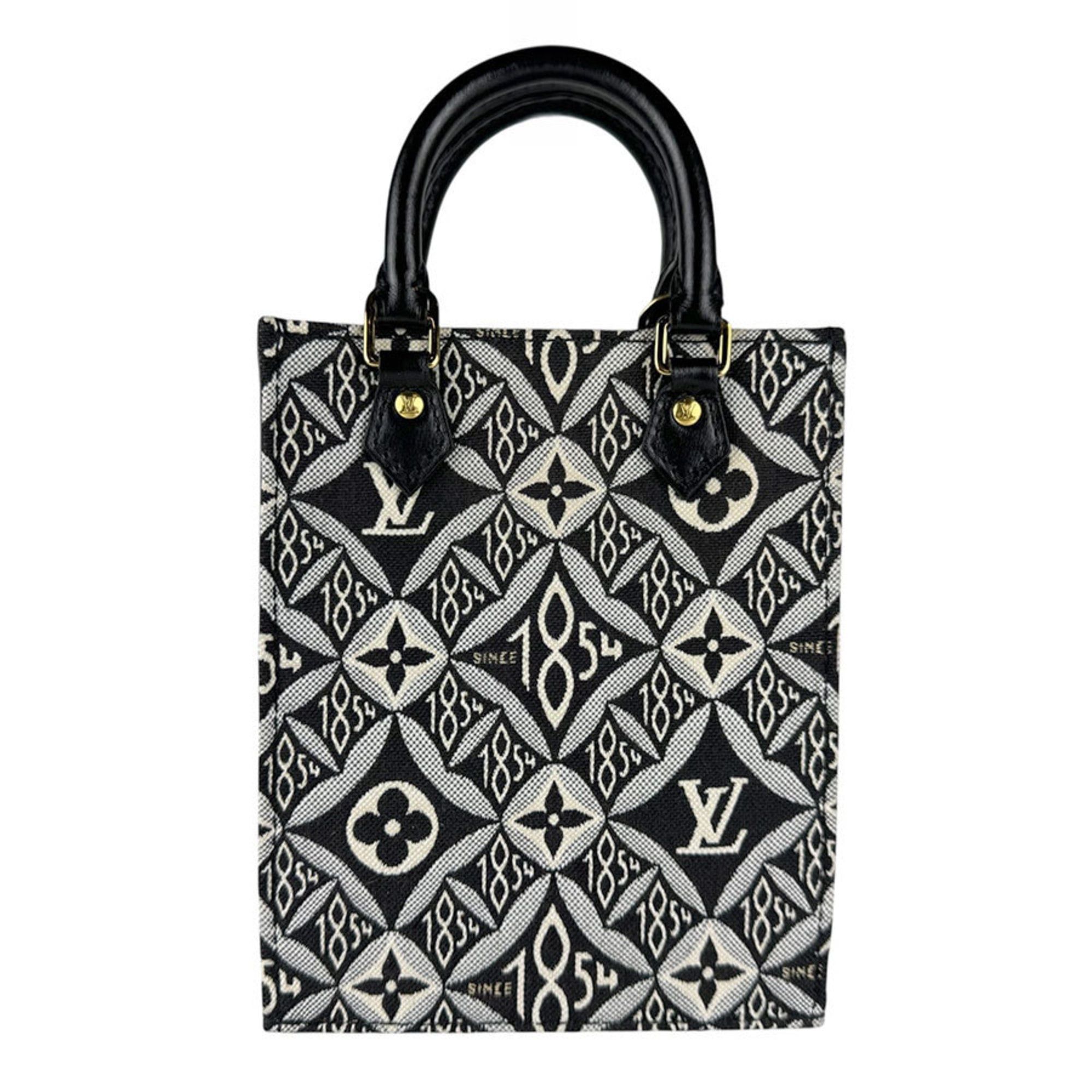 Louis Vuitton Louis Vuitton Petite Sac Plat handbag/shoulder bag, SINCE1854, canvas and leather, black, women's, M80484, free shipping, z8865 Size ONE SIZE - 3 Thumbnail