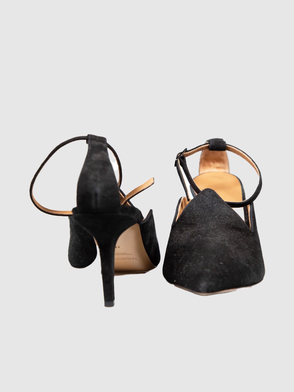 Le Monde Beryl Black Ankle Strap Suede Heels Size US 11 / IT 41 - 3 Thumbnail