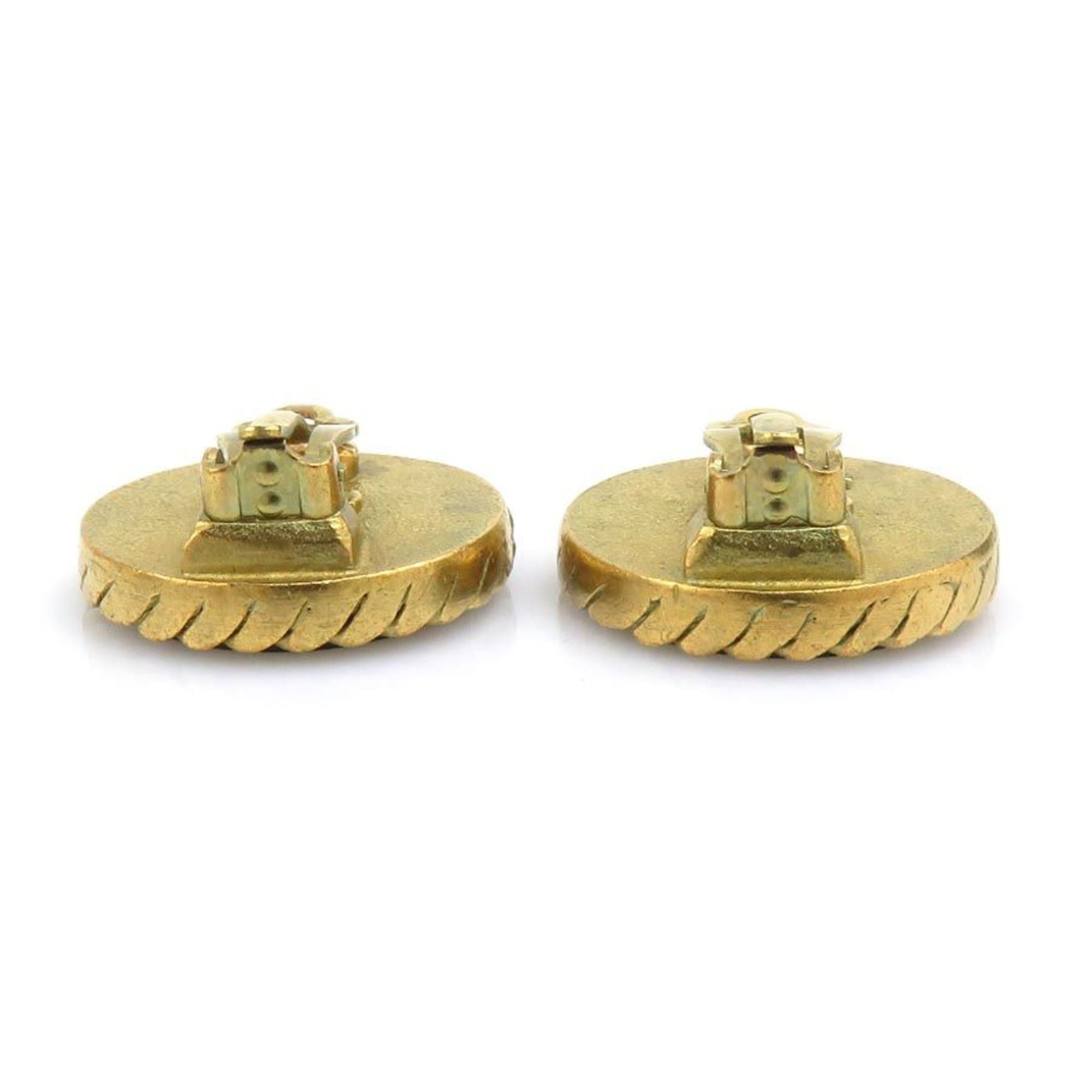 Chanel CHANEL Coco Mark Metal and Plastic Earrings in Gold Black, Women's, Free Shipping, e61572a Size ONE SIZE - 5 Thumbnail