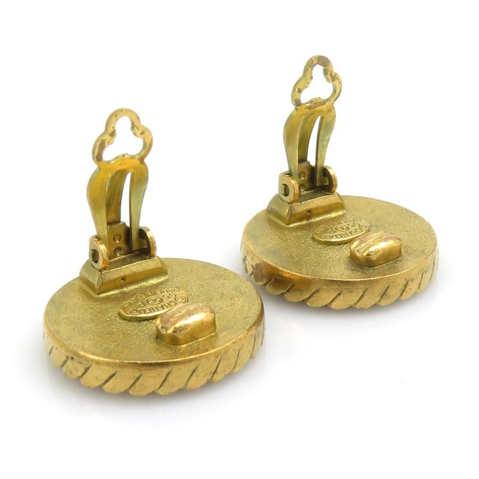 Chanel CHANEL Coco Mark Metal and Plastic Earrings in Gold Black, Women's, Free Shipping, e61572a Size ONE SIZE - 7 Thumbnail