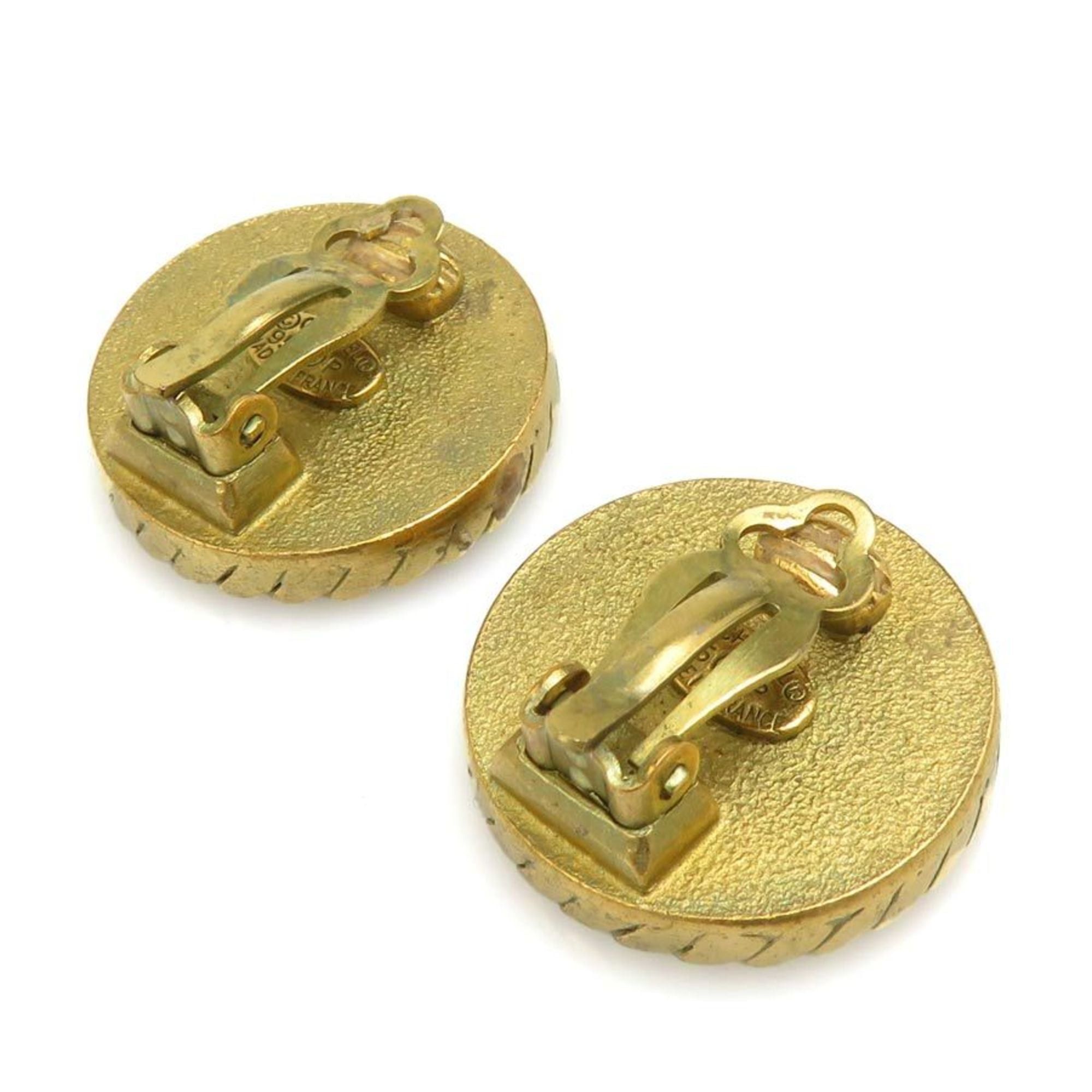 Chanel CHANEL Coco Mark Metal and Plastic Earrings in Gold Black, Women's, Free Shipping, e61572a Size ONE SIZE - 4 Thumbnail