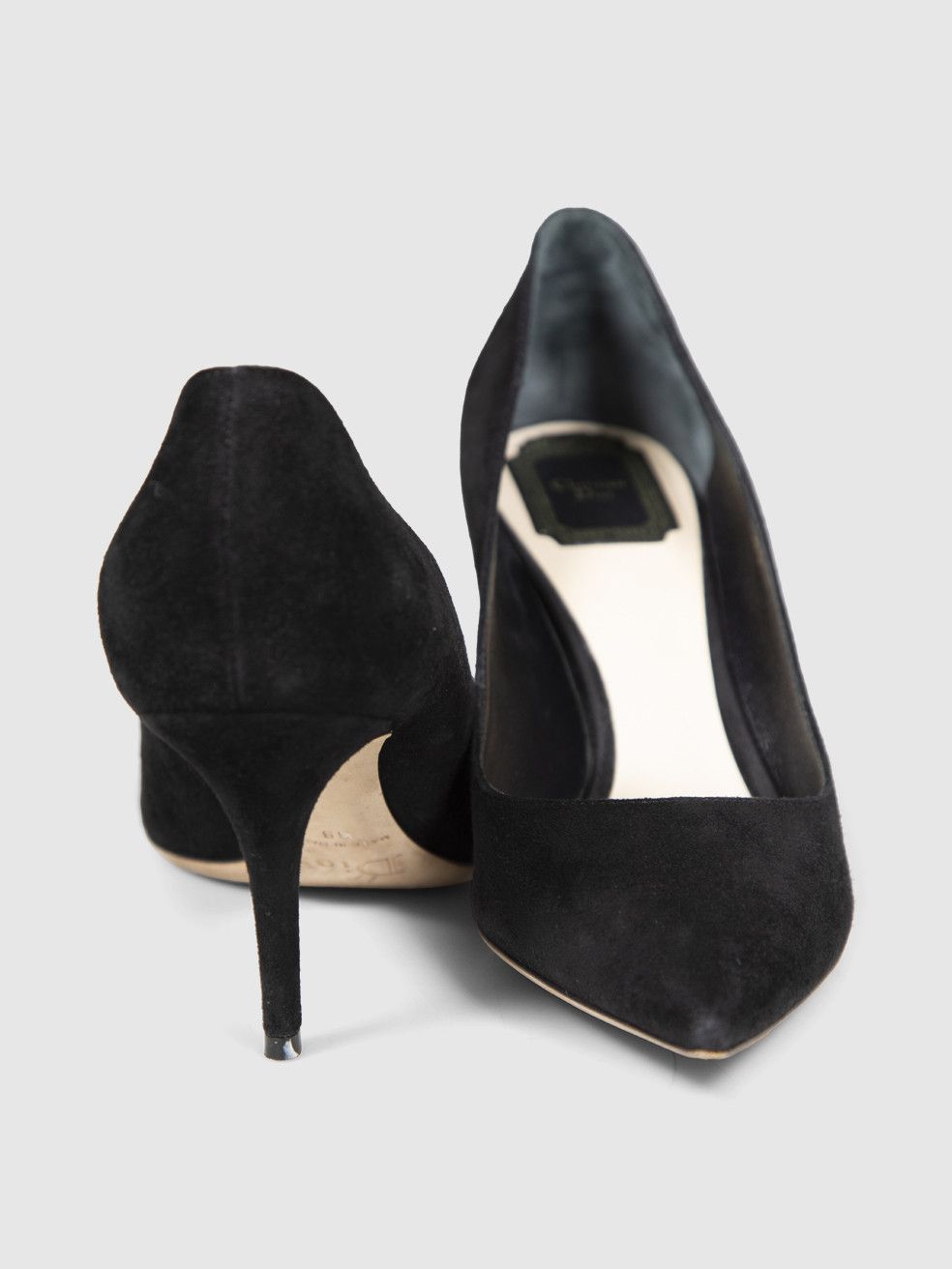 Dior Black Suede Point Toe Pumps Size US 9 / IT 39 - 3 Thumbnail