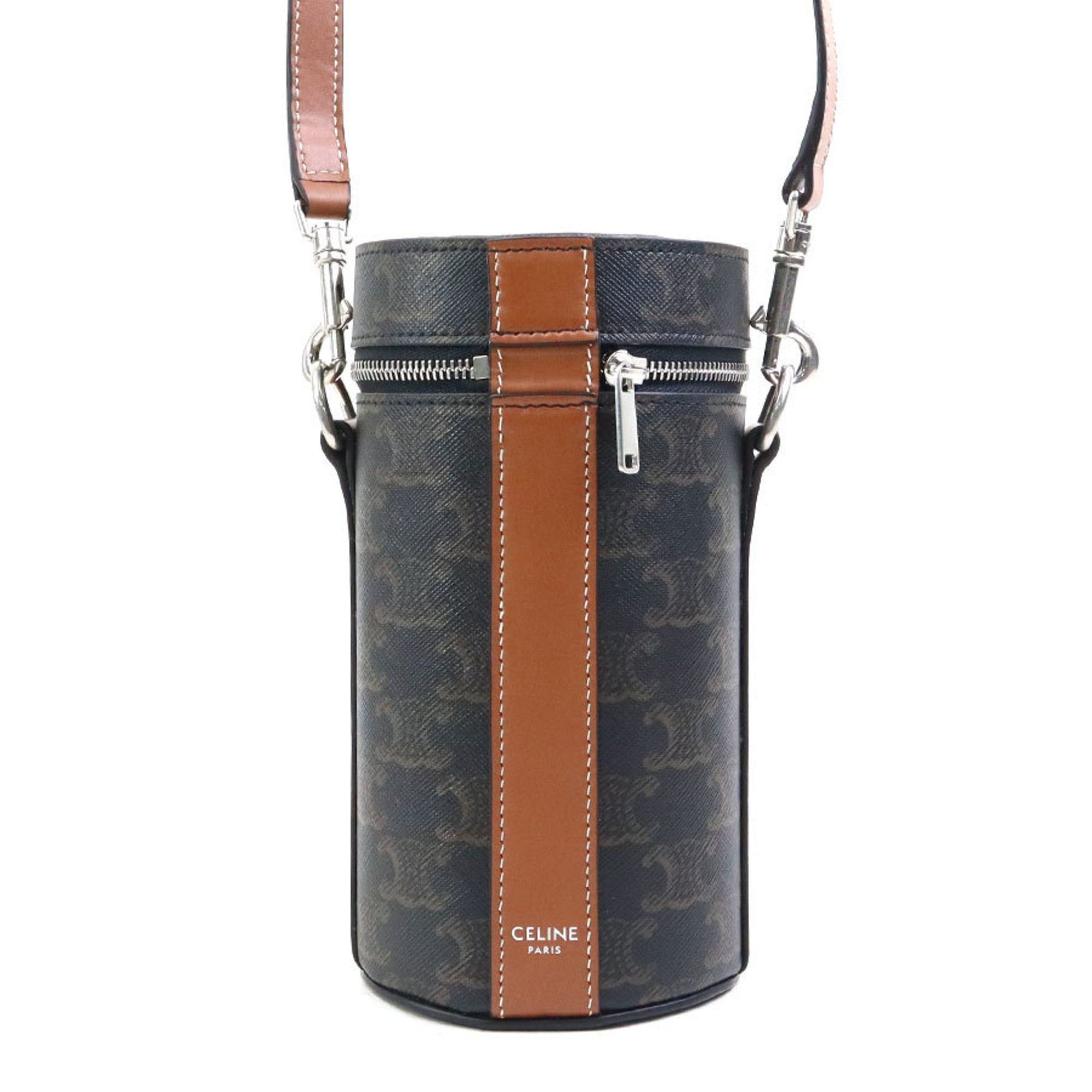 Celine Celine Triomphe Coated Canvas Shoulder Bag, Brown, Women's, Free Shipping, h31991a Size ONE SIZE - 3 Thumbnail