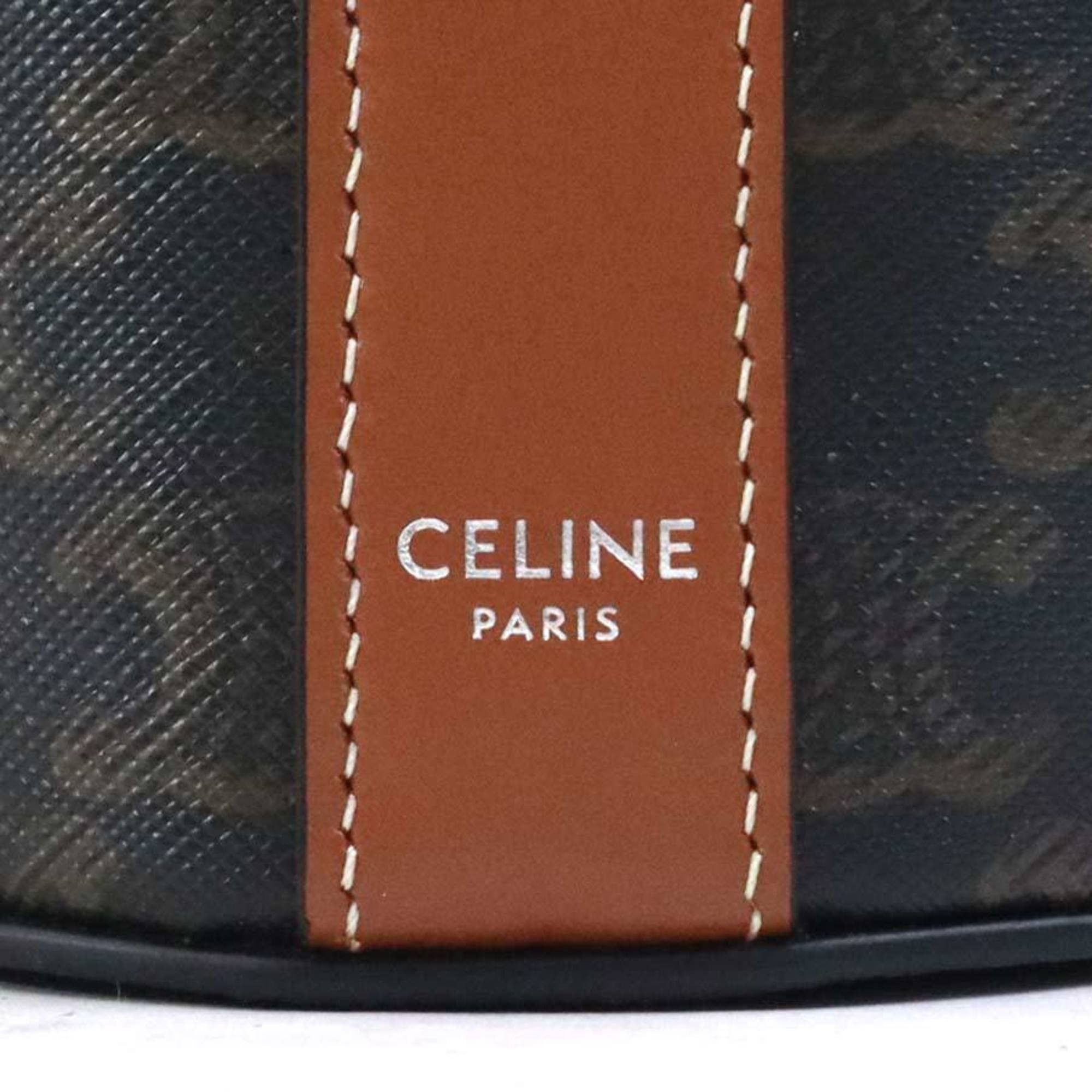 Celine Celine Triomphe Coated Canvas Shoulder Bag, Brown, Women's, Free Shipping, h31991a Size ONE SIZE - 14 Thumbnail