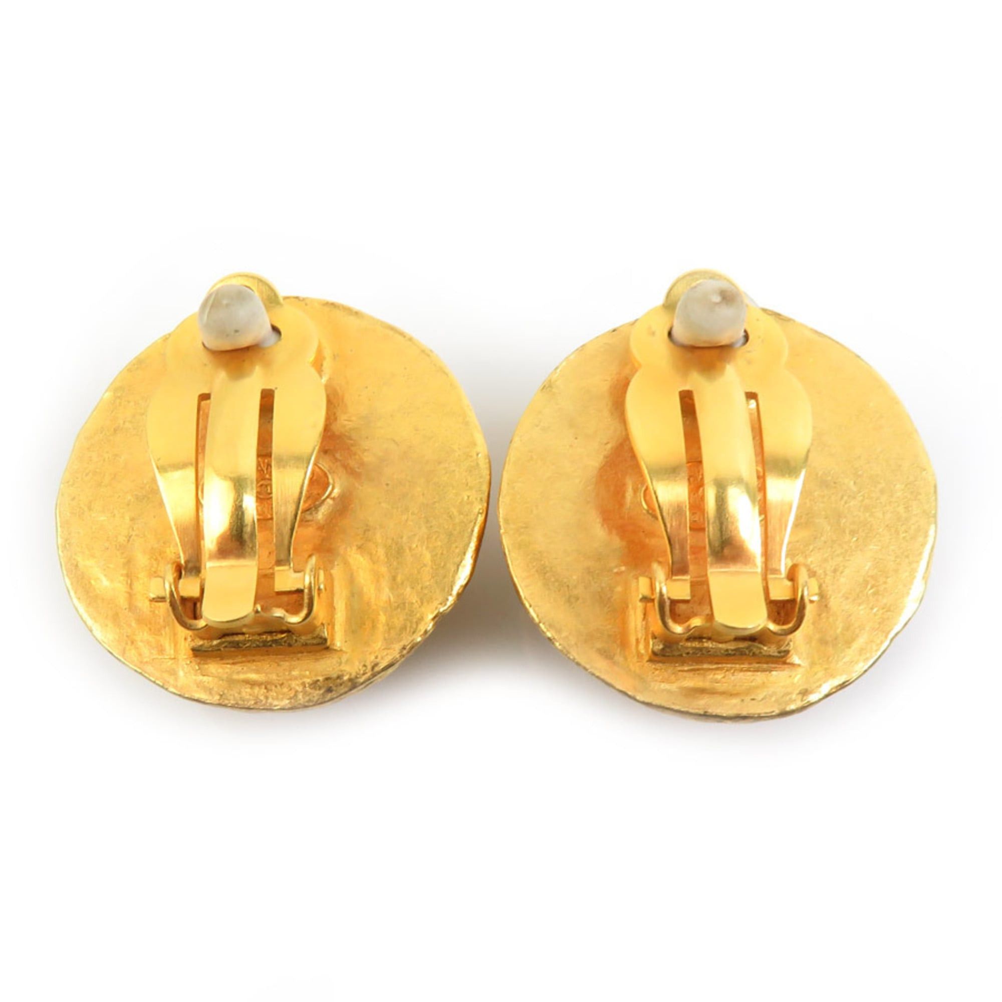 Chanel CHANEL Coco Mark Metal Earrings with Faux Pearls in Gold and Off-White, Women's, Free Shipping, e61570a Size ONE SIZE - 5 Thumbnail