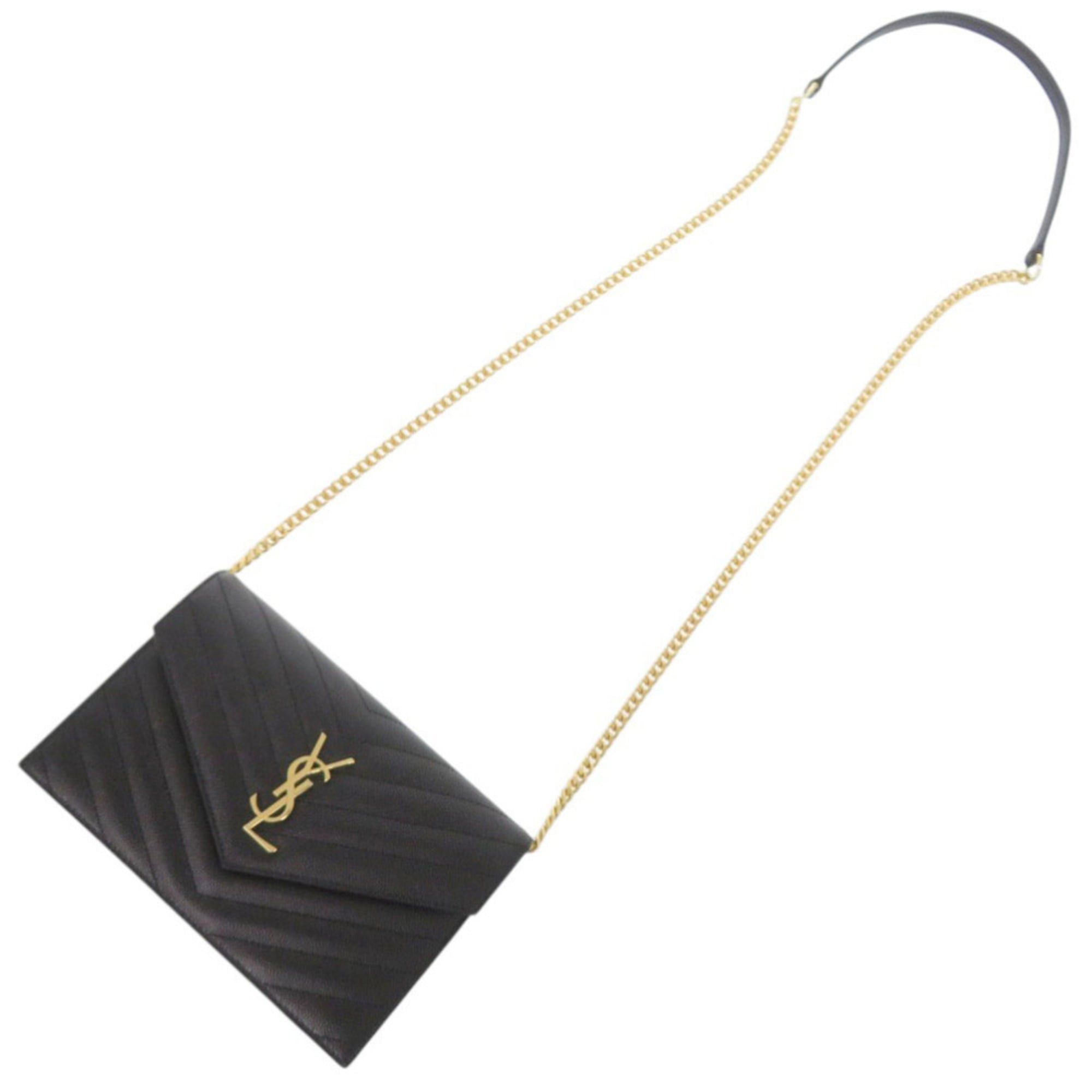 Yves Saint Laurent Yves Saint Laurent Like new Saint Laurent Paris Cassandra Envelope Wallet with Chain 742920, black leather chain shoulder bag, 1490. Size ONE SIZE - 9 Thumbnail