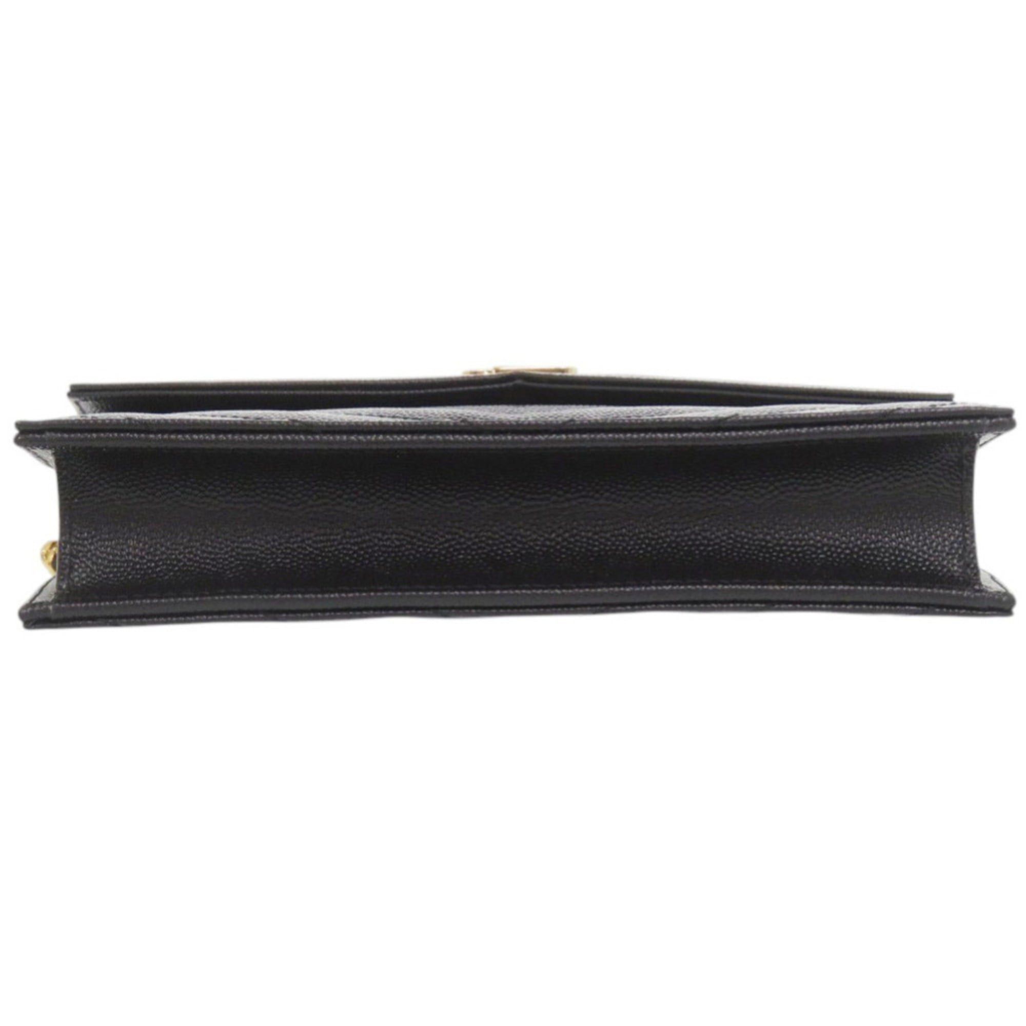 Yves Saint Laurent Yves Saint Laurent Like new Saint Laurent Paris Cassandra Envelope Wallet with Chain 742920, black leather chain shoulder bag, 1490. Size ONE SIZE - 4 Thumbnail