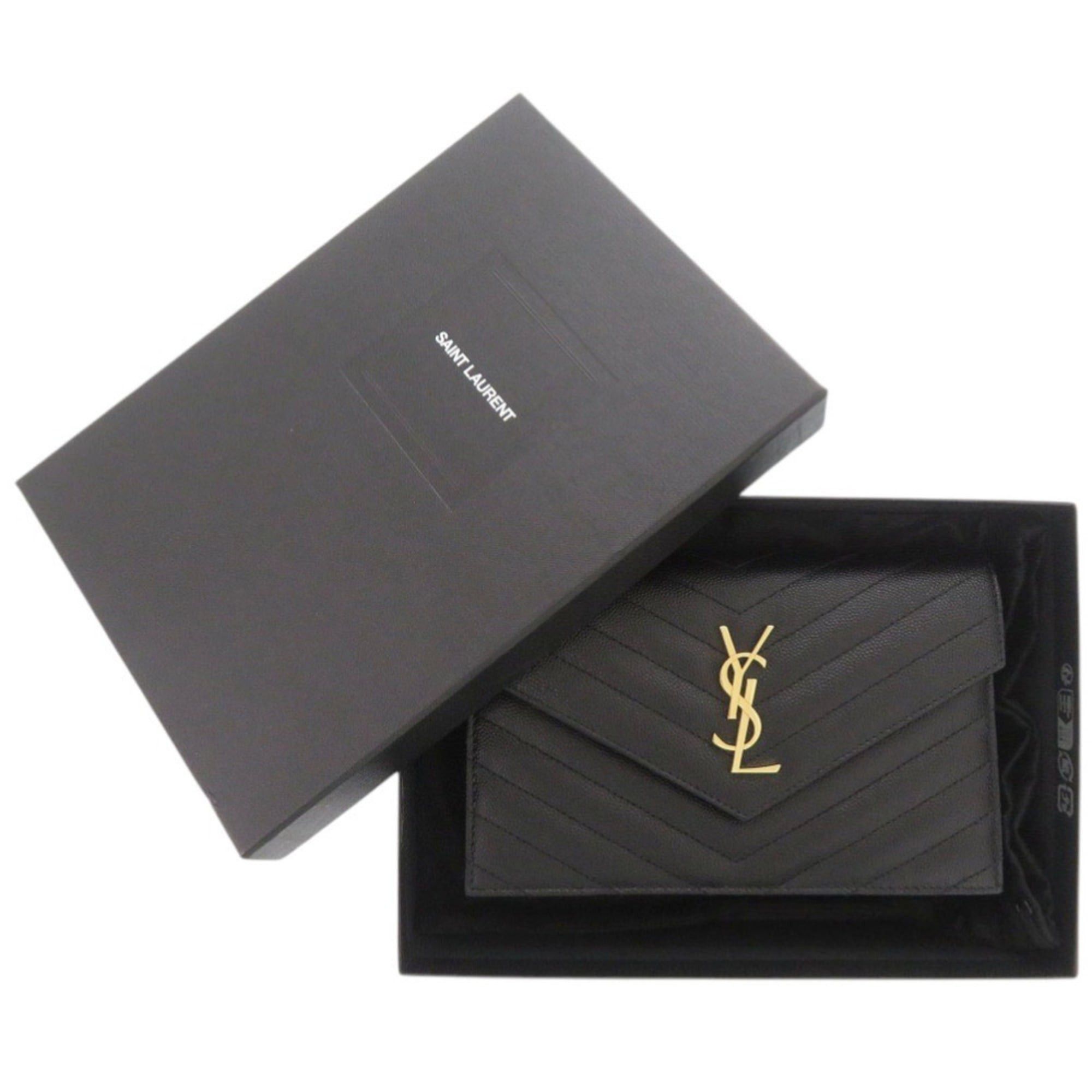 Yves Saint Laurent Yves Saint Laurent Like new Saint Laurent Paris Cassandra Envelope Wallet with Chain 742920, black leather chain shoulder bag, 1490. Size ONE SIZE - 2 Thumbnail