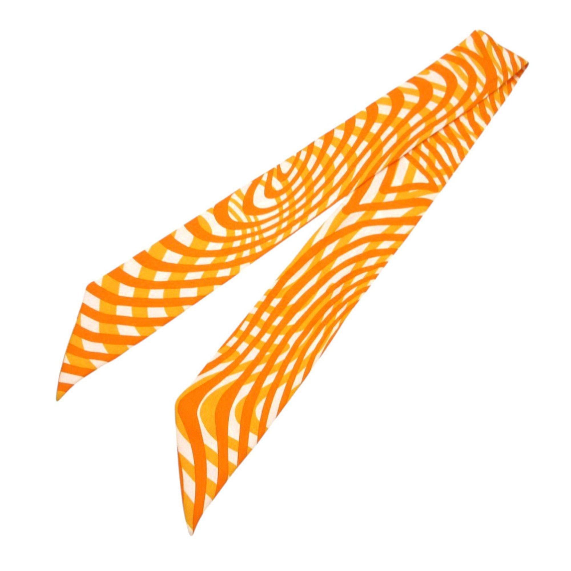Hermes Excellent condition Hermes Twilly scarf/muffler, silk, orange, white, 0328HERMES Size ONE SIZE - 2 Thumbnail