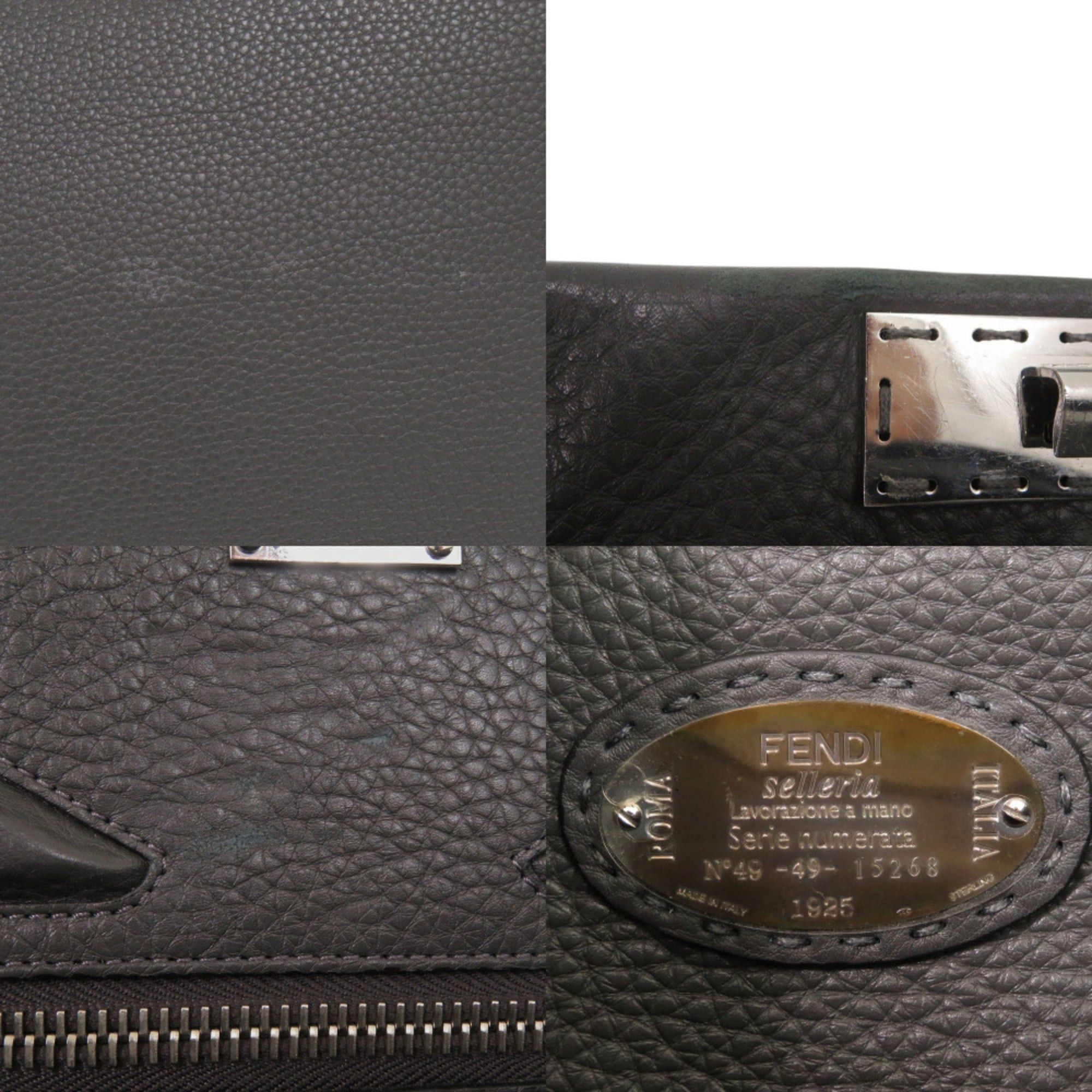Fendi Fendi 2-way Selleria Peekaboo Monster Bugseye Leather Gray Handbag 0868FENDI Size ONE SIZE - 9 Thumbnail