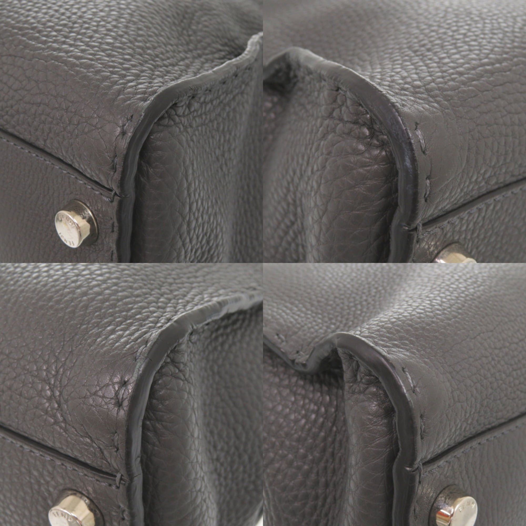 Fendi Fendi 2-way Selleria Peekaboo Monster Bugseye Leather Gray Handbag 0868FENDI Size ONE SIZE - 5 Thumbnail