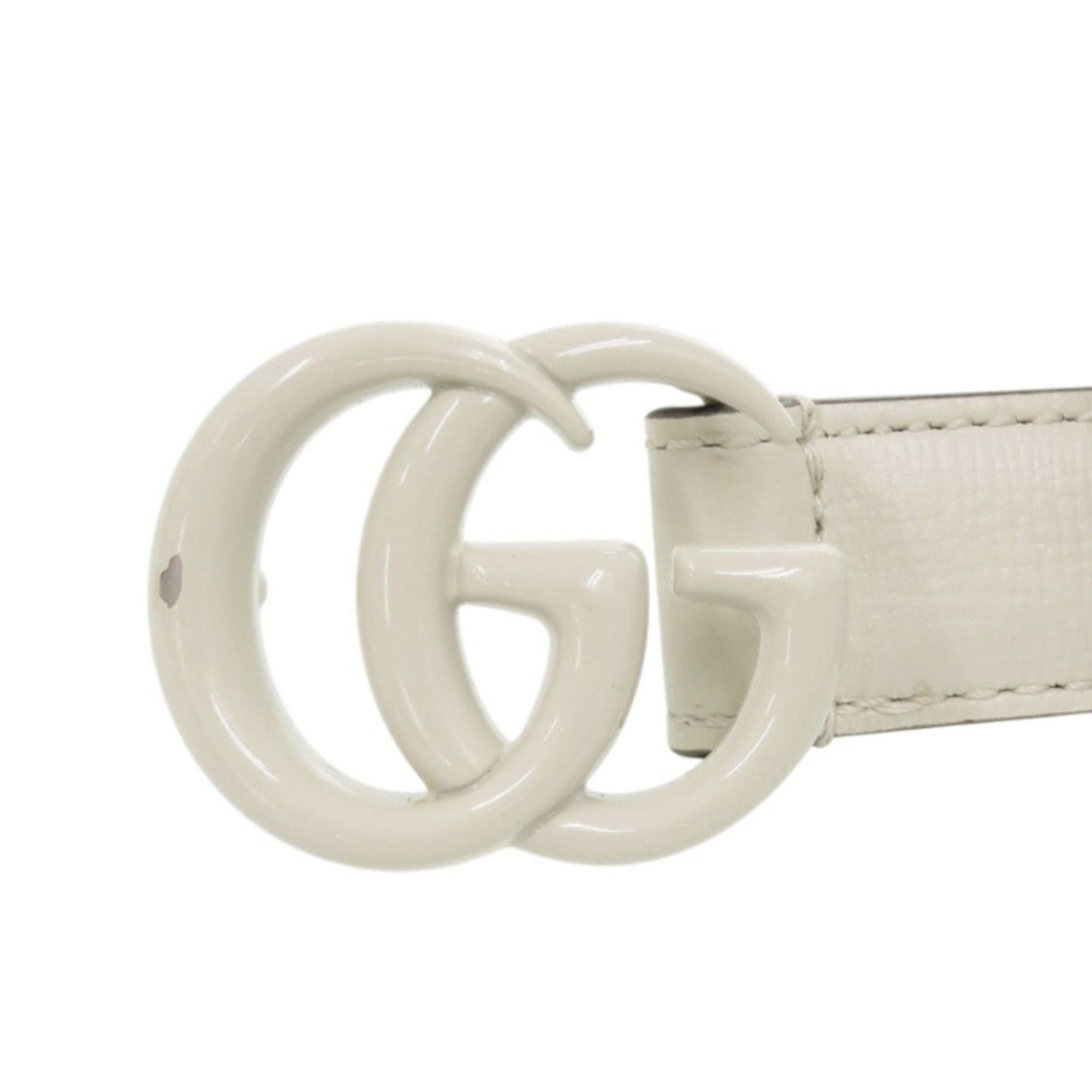 Gucci Excellent condition Gucci Double G 409417 leather 75cm 30cm white belt 1226GUCCI Size ONE SIZE - 2 Thumbnail