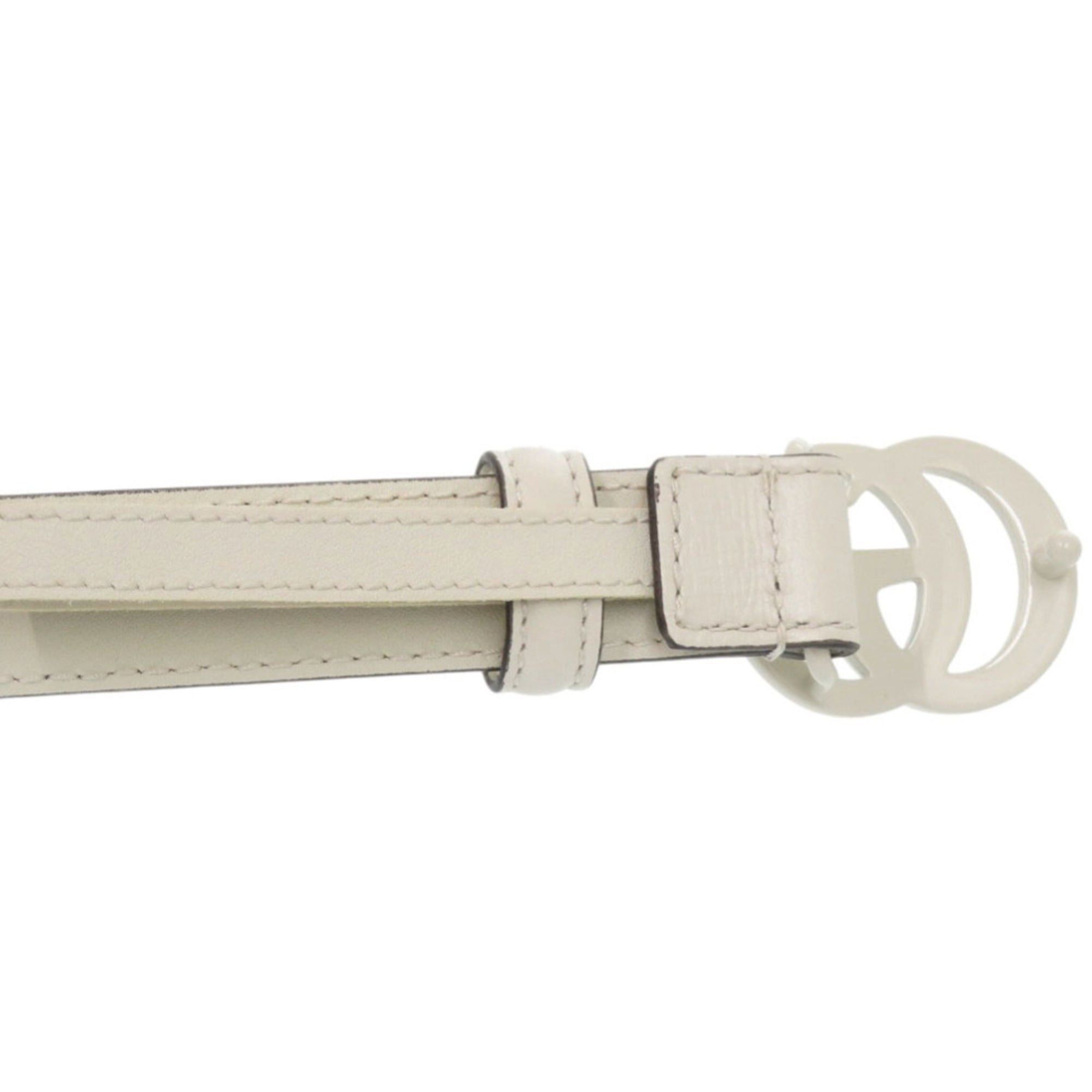 Gucci Excellent condition Gucci Double G 409417 leather 75cm 30cm white belt 1226GUCCI Size ONE SIZE - 4 Thumbnail