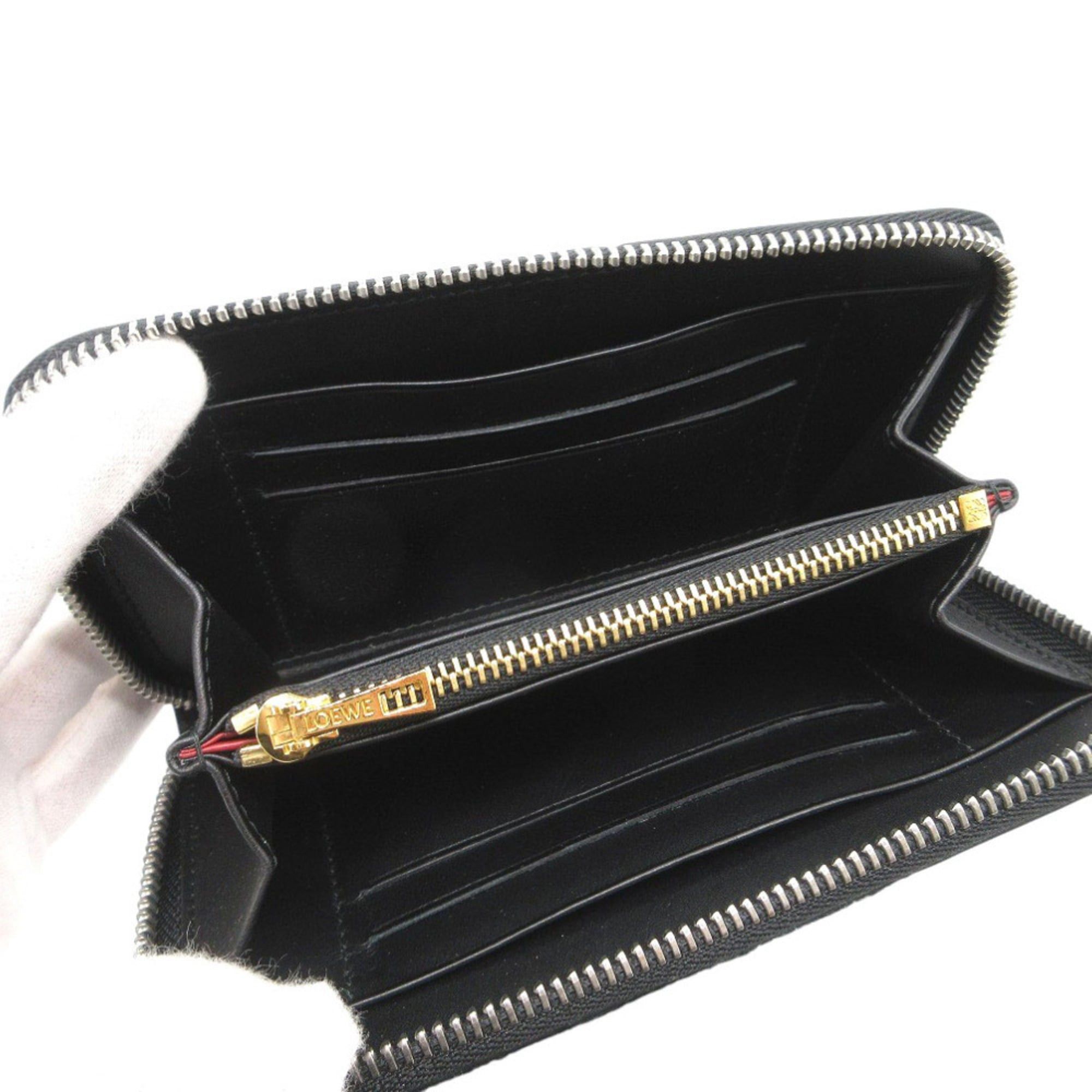 Loewe Like new Loewe Puzzle Tartan Check Round Zip Wool Leather Multicolor Long Wallet 1033 LOEWE Size ONE SIZE - 4 Thumbnail