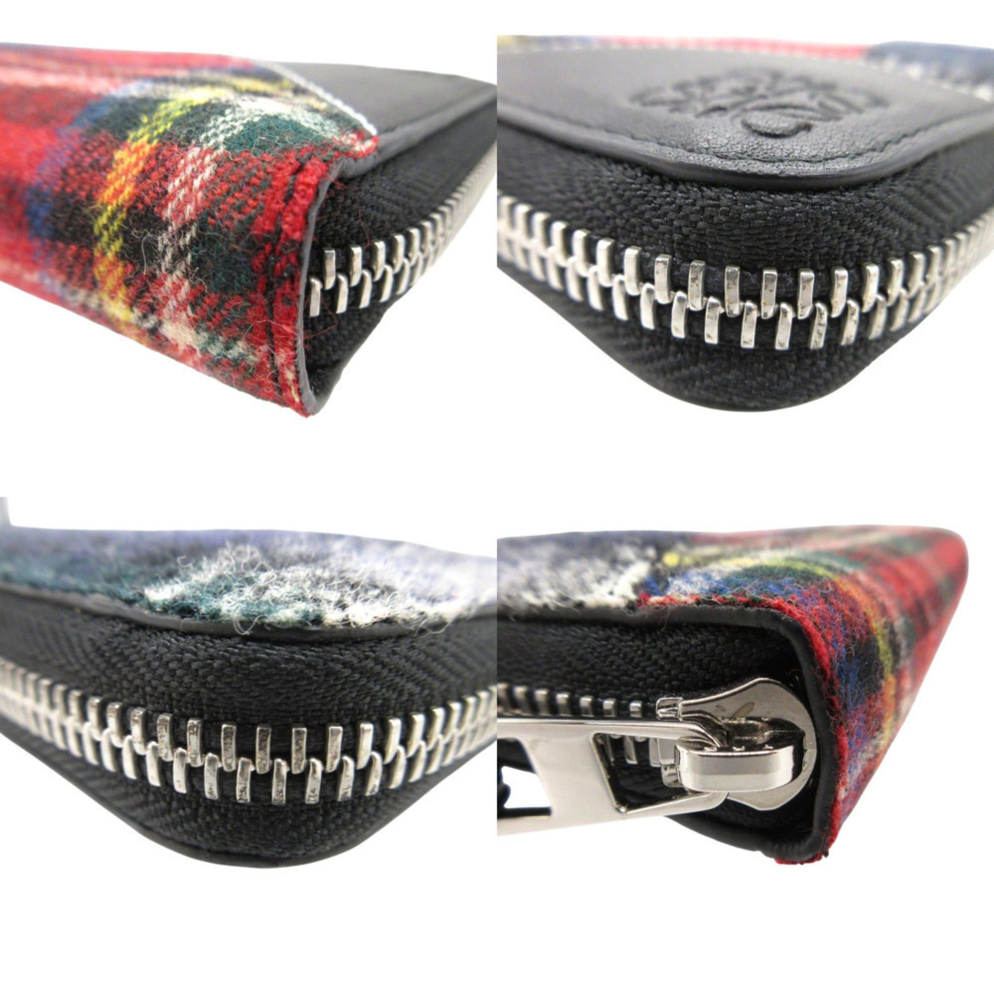 Loewe Like new Loewe Puzzle Tartan Check Round Zip Wool Leather Multicolor Long Wallet 1033 LOEWE Size ONE SIZE - 6 Thumbnail