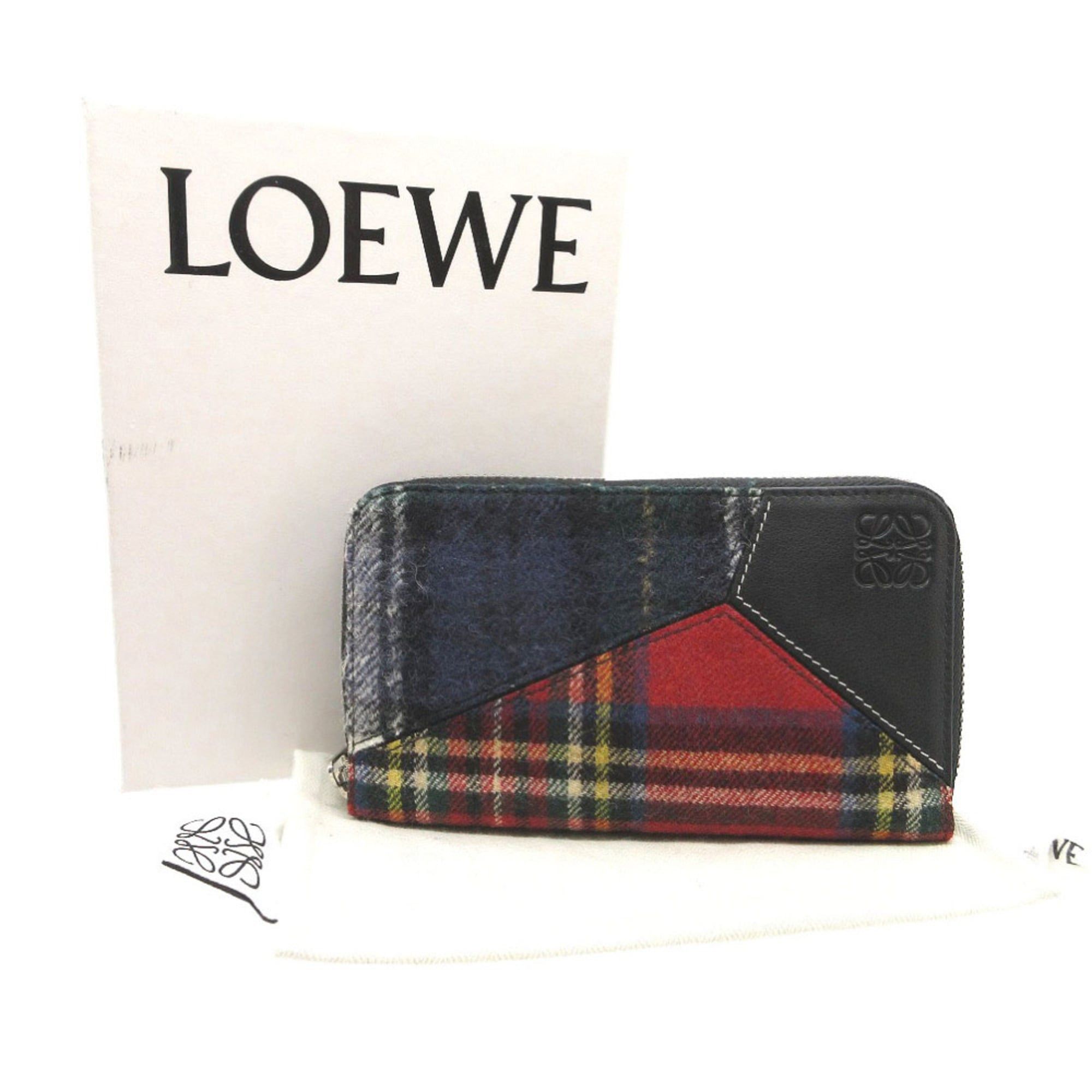 Loewe Like new Loewe Puzzle Tartan Check Round Zip Wool Leather Multicolor Long Wallet 1033 LOEWE Size ONE SIZE - 2 Thumbnail
