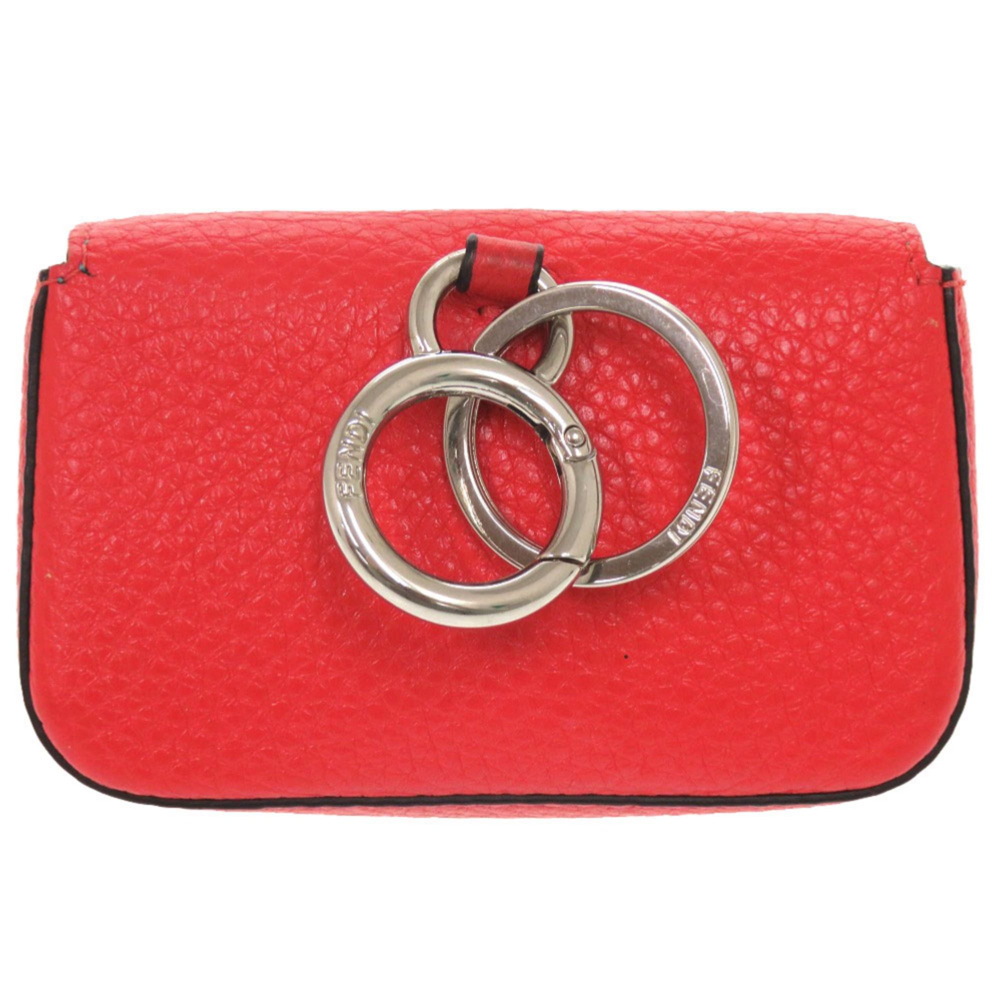 Fendi Excellent condition Fendi Micro Bucket 7AR763, red leather with silver hardware. Wallet/coin case, business card holder, 0071 FENDI Size ONE SIZE - 2 Thumbnail
