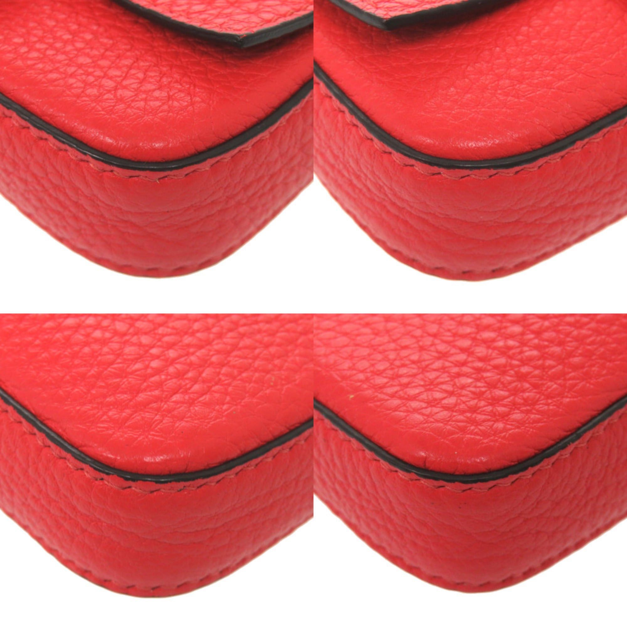Fendi Excellent condition Fendi Micro Bucket 7AR763, red leather with silver hardware. Wallet/coin case, business card holder, 0071 FENDI Size ONE SIZE - 3 Thumbnail