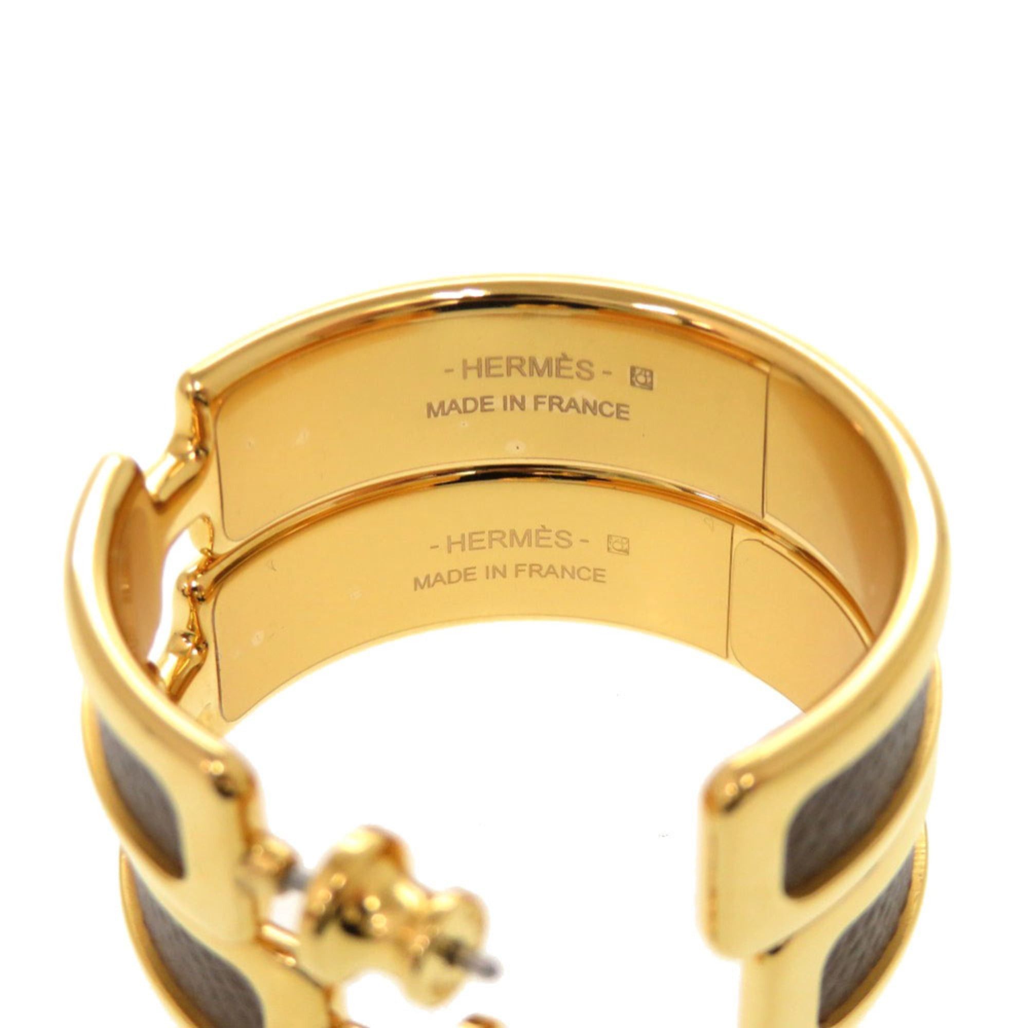 Hermes Unused Hermès Olympe Etoupe earrings with gold hardware, 1567 HERMES Size ONE SIZE - 4 Thumbnail