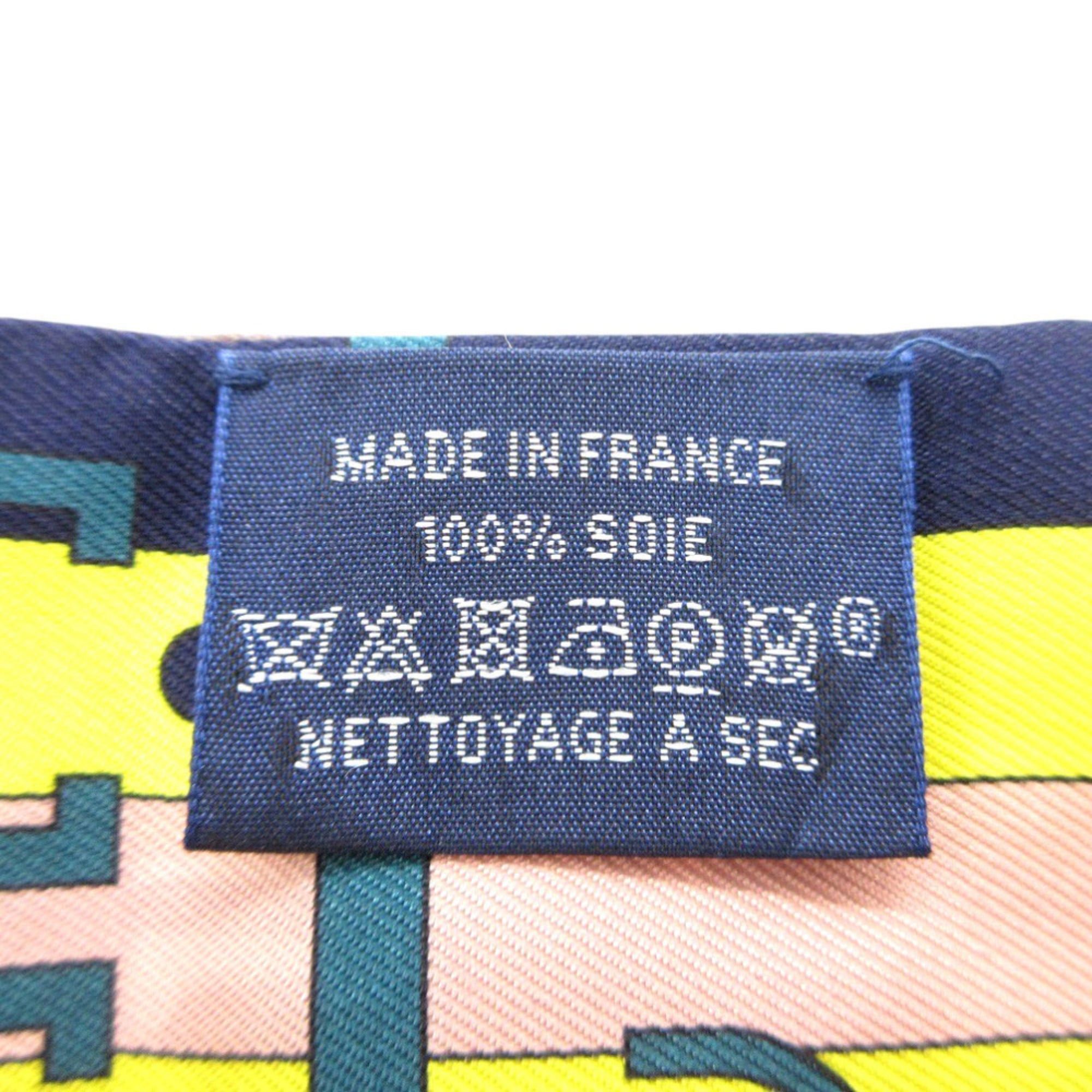 Hermes Like new Hermès Twilly Rocabar Horse Belt Scarf Silk Muffler Navy Greige Yellow 0285HERMES Size ONE SIZE - 3 Thumbnail