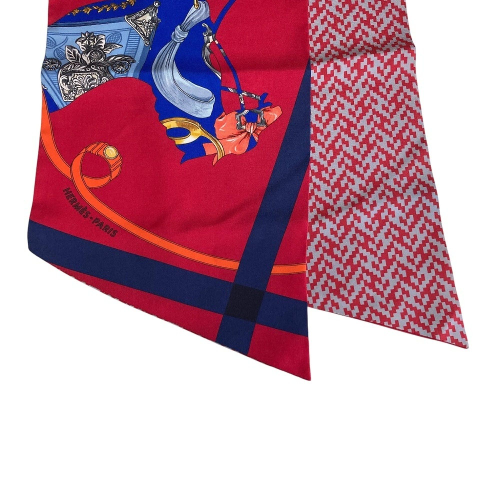 Hermes HERMES Silk Maxi Twilly TOUT EN CARRE Red Women's Size ONE SIZE - 3 Thumbnail