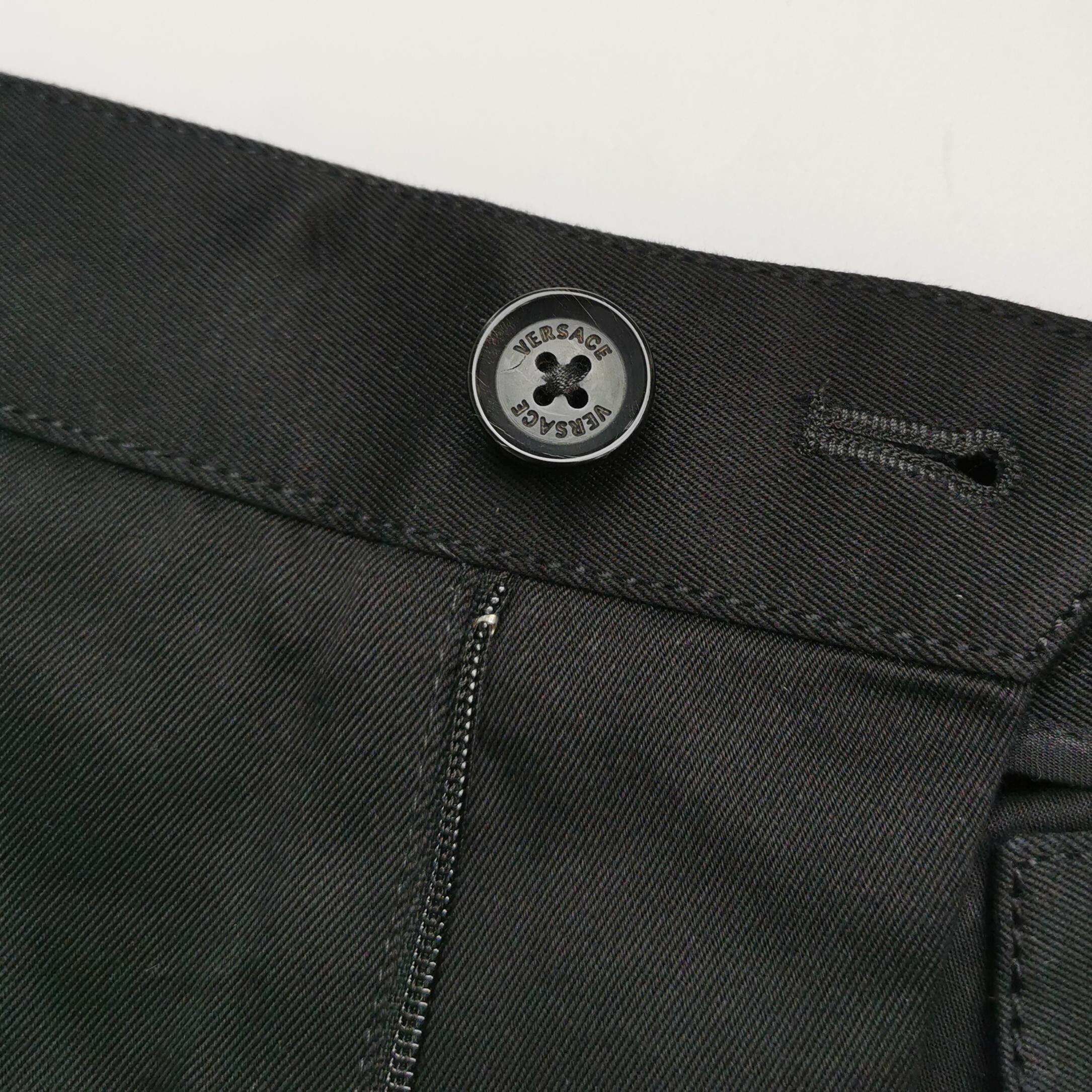 Versace Black Wide-Leg High-Waist Cotton Pants Size US 34 / EU 50 - 5 Thumbnail