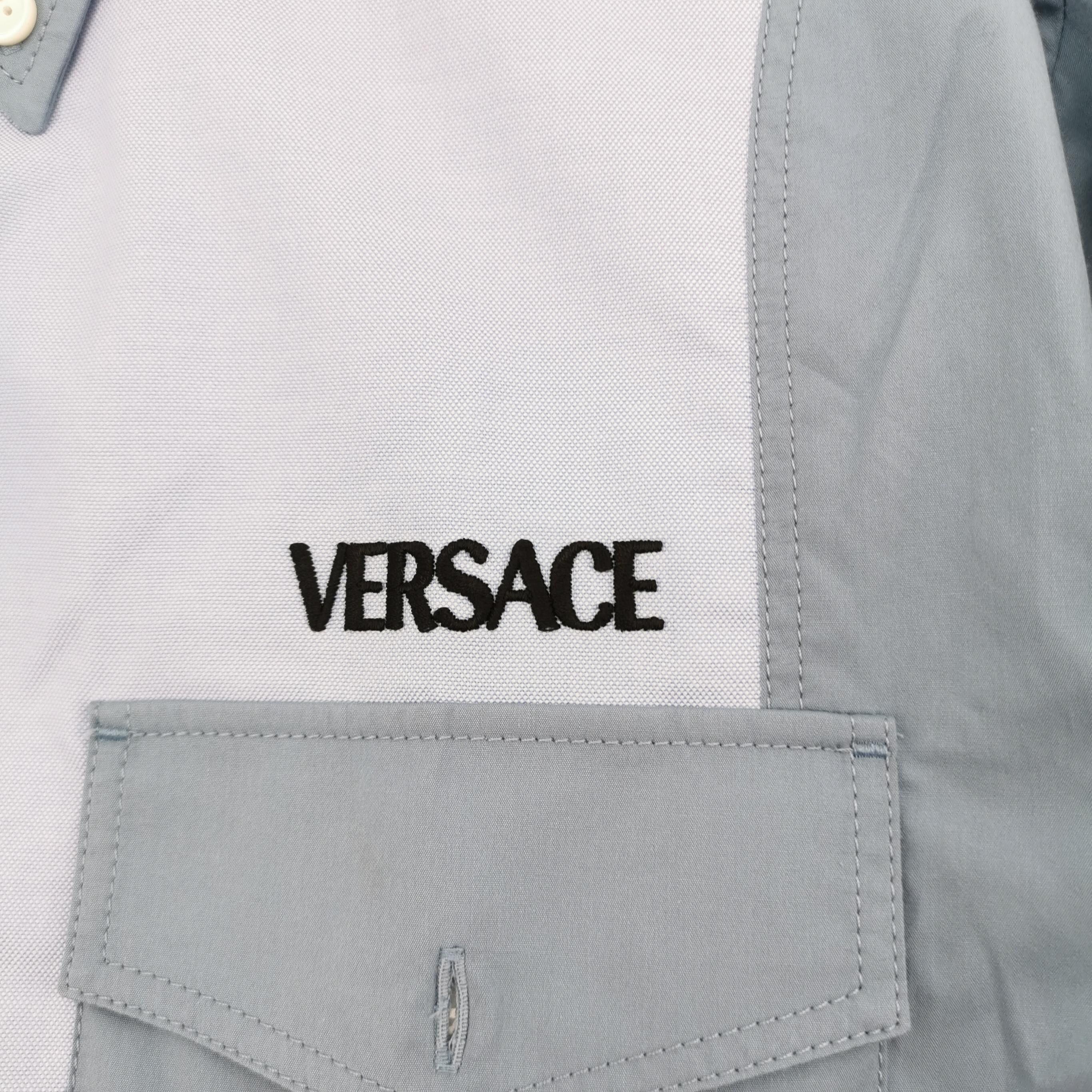 Versace Versace Colorblock Logo Cotton Shirt L/40 Size US S / EU 44-46 / 1 - 6 Thumbnail