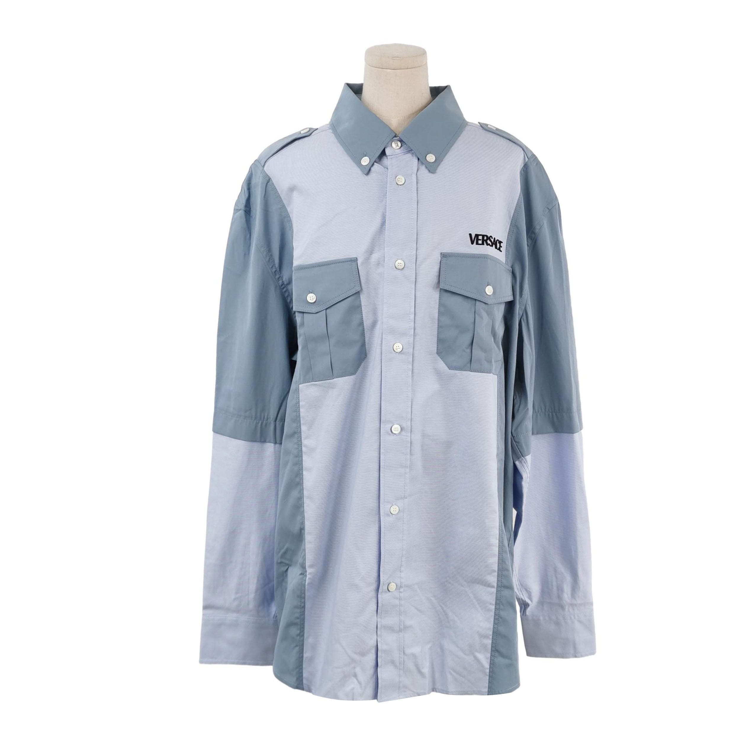 Versace Versace Colorblock Logo Cotton Shirt L/40 Size US S / EU 44-46 / 1 - 2 Thumbnail