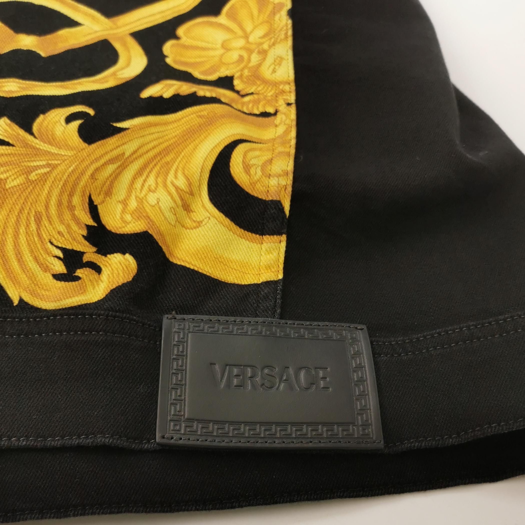 Versace Black Denim Jacket with Gold Buttons Size US XL / EU 56 / 4 - 5 Thumbnail