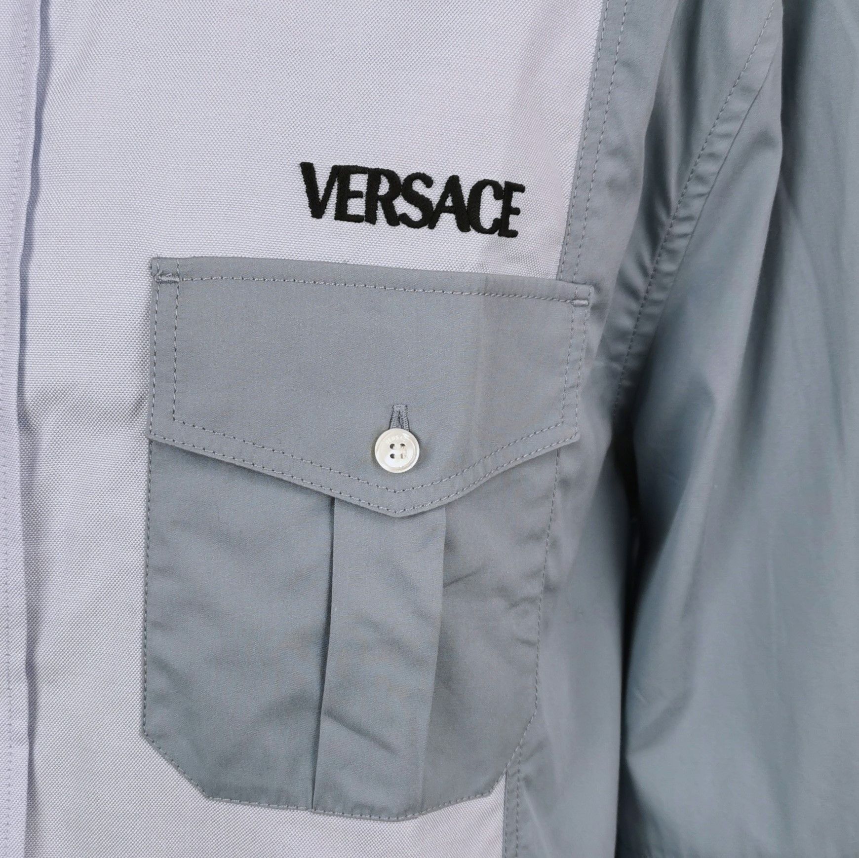 Versace Versace Cotton Colorblock Logo Collared Shirt Size US XL / EU 56 / 4 - 5 Thumbnail