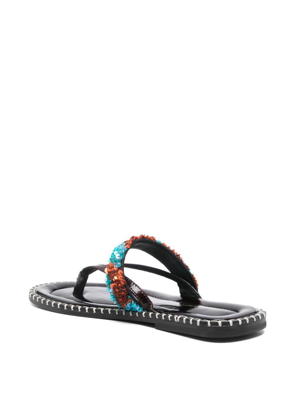 Dries Van Noten EMBROIDERED LEATHER THONG SANDALS Size US 10 / IT 40 - 4 Thumbnail