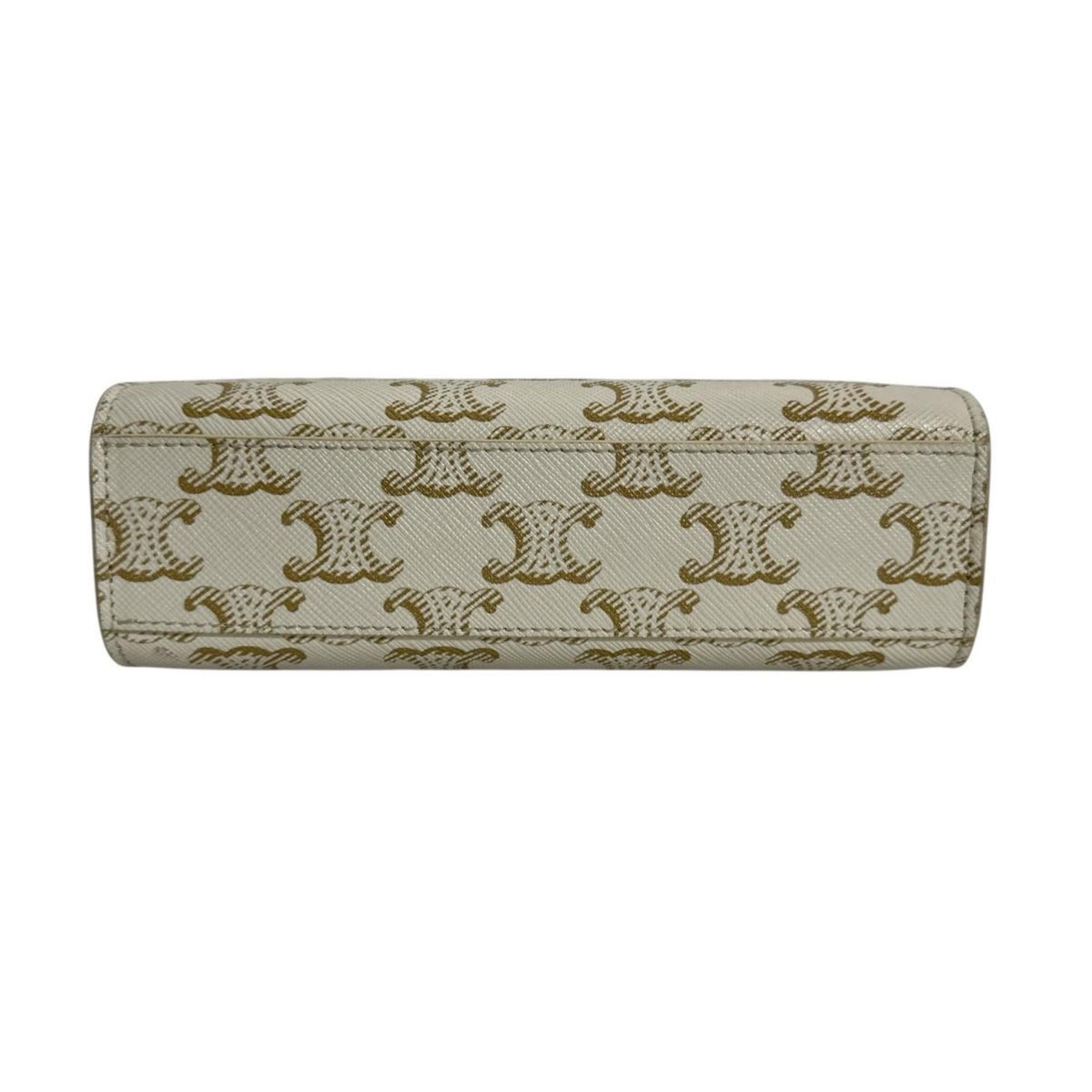Celine Celine Mini Partial Cabas Triomphe Handbag in White Size ONE SIZE - 5 Thumbnail