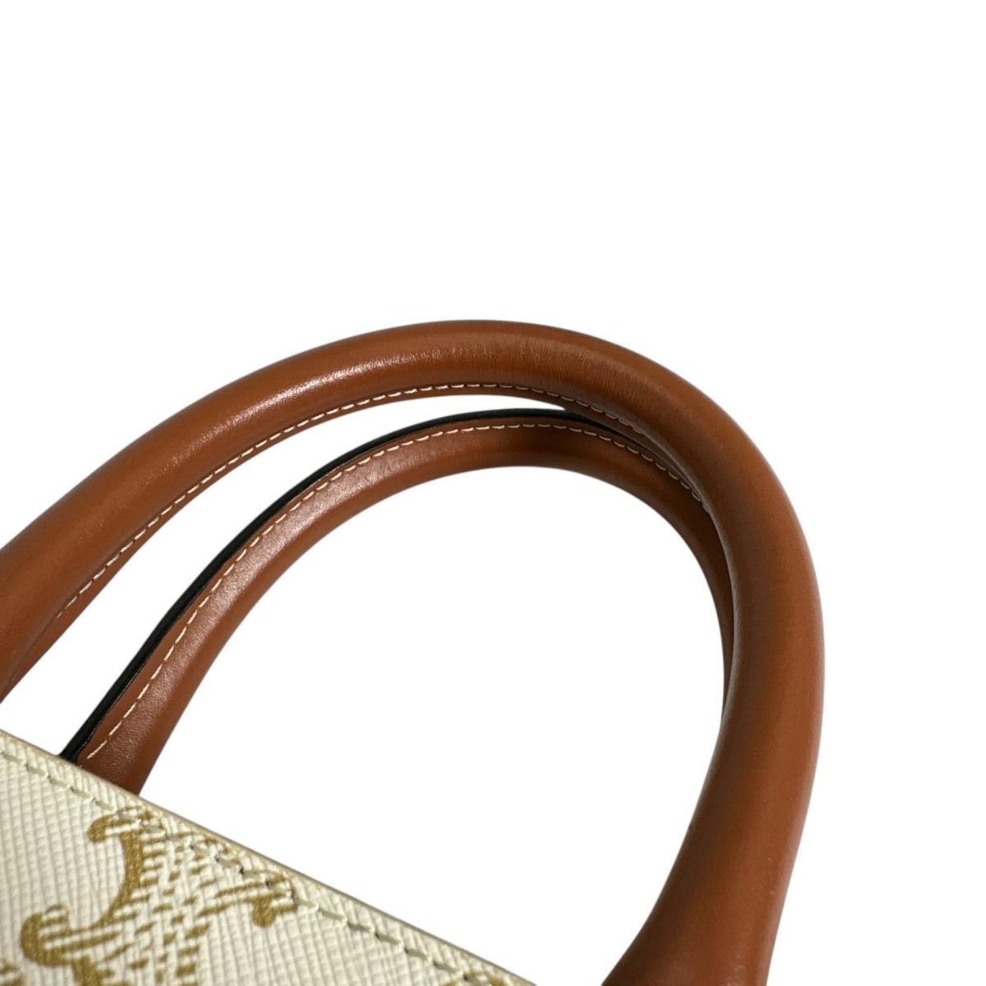 Celine Celine Mini Partial Cabas Triomphe Handbag in White Size ONE SIZE - 11 Thumbnail