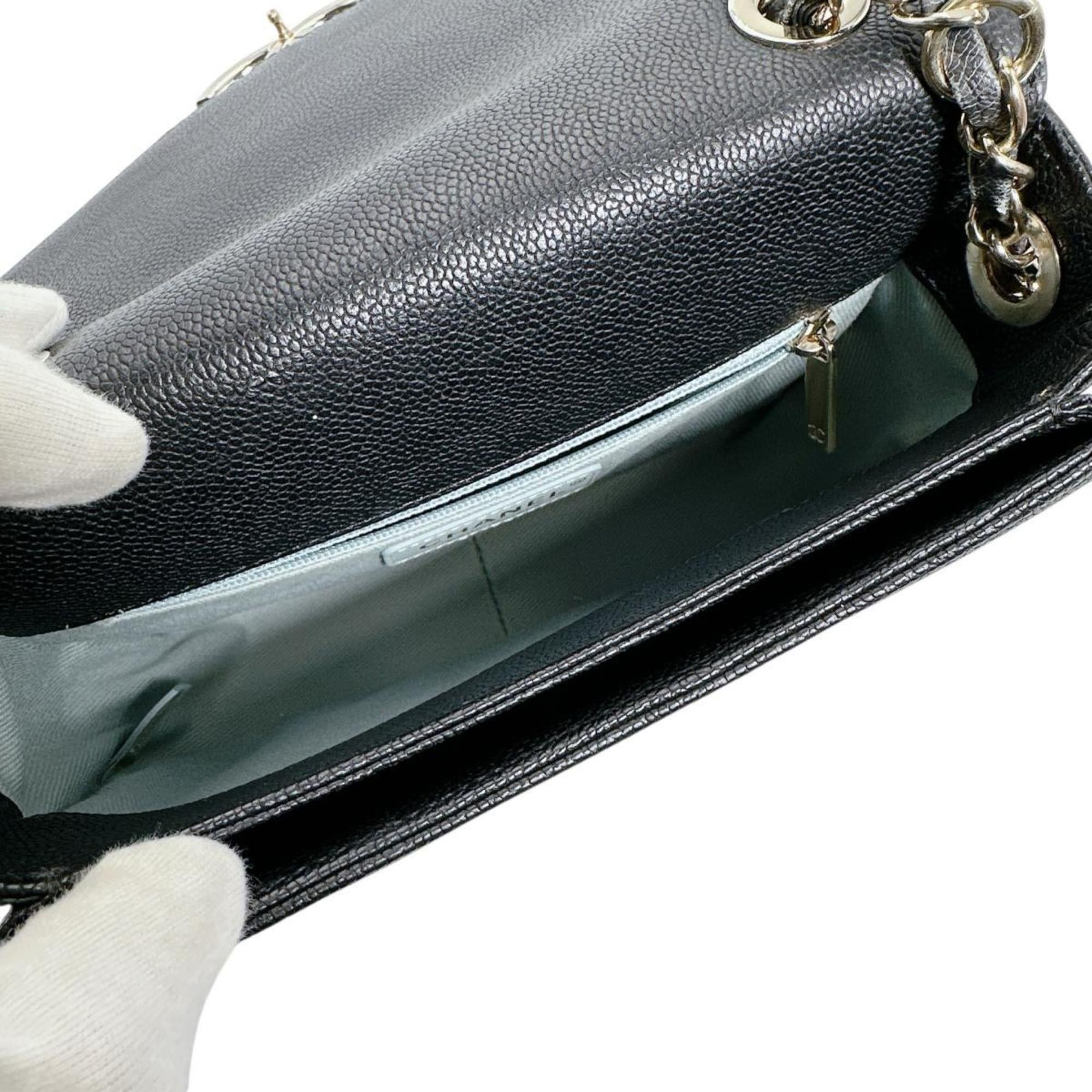Chanel CHANEL Shoulder Bag, Chain Bag with Coco Mark, Matte Caviar Leather, A93659, Black Size ONE SIZE - 13 Thumbnail