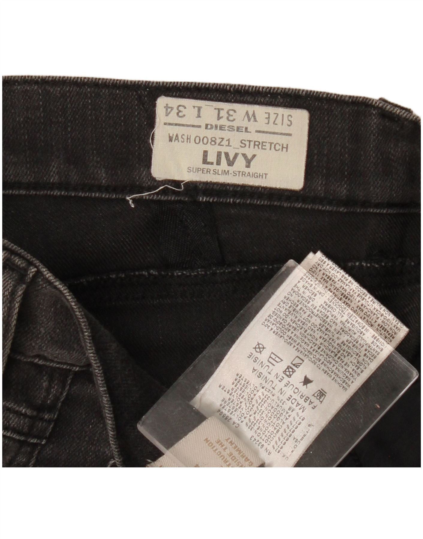 Diesel Womens Livy Super Slim Straight Jeans W31 L28 Grey Cotton Size 42" / US 20 - 3 Thumbnail