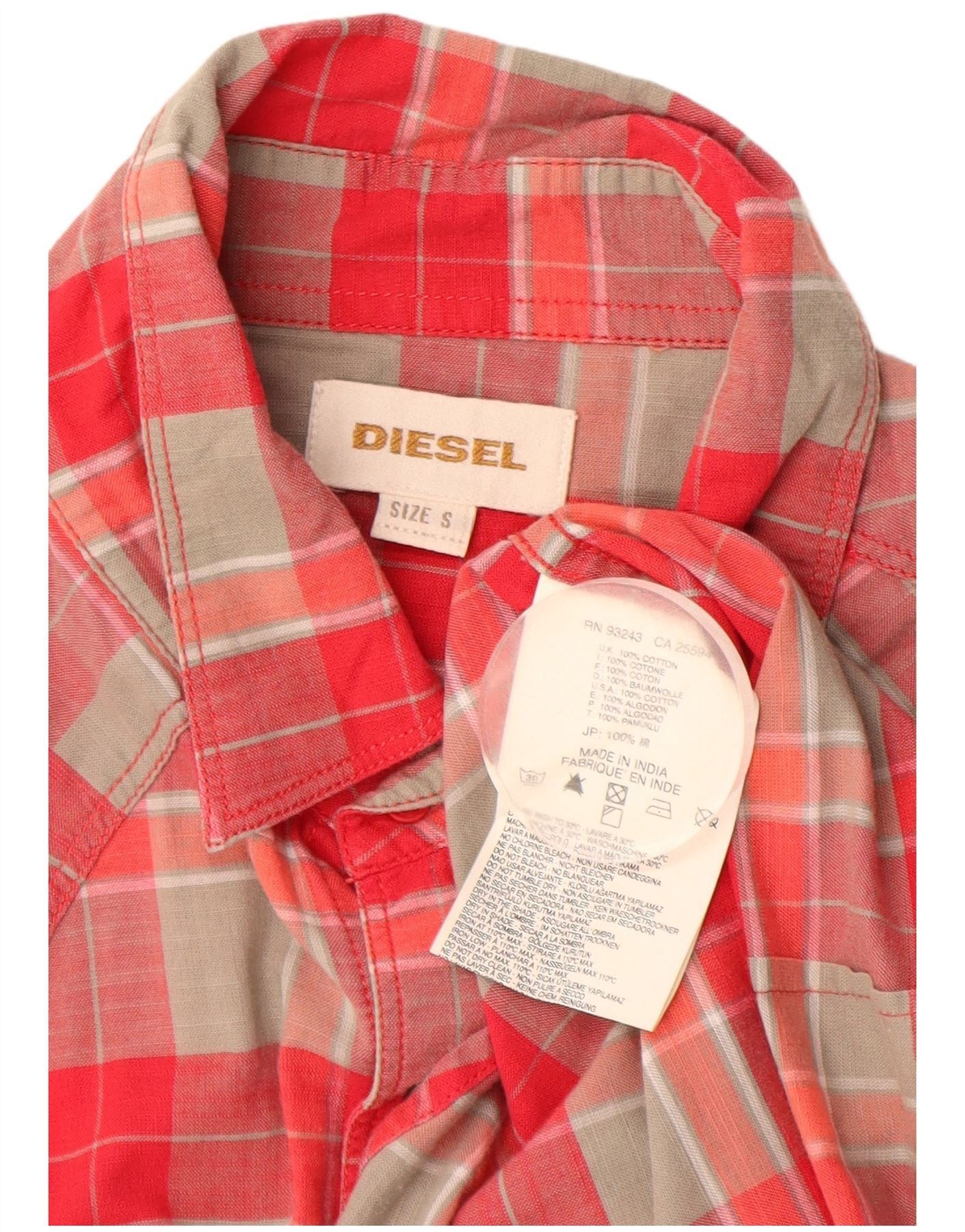 Diesel Mens Shirt Small Red Check Cotton Size US S / EU 44-46 / 1 - 3 Thumbnail