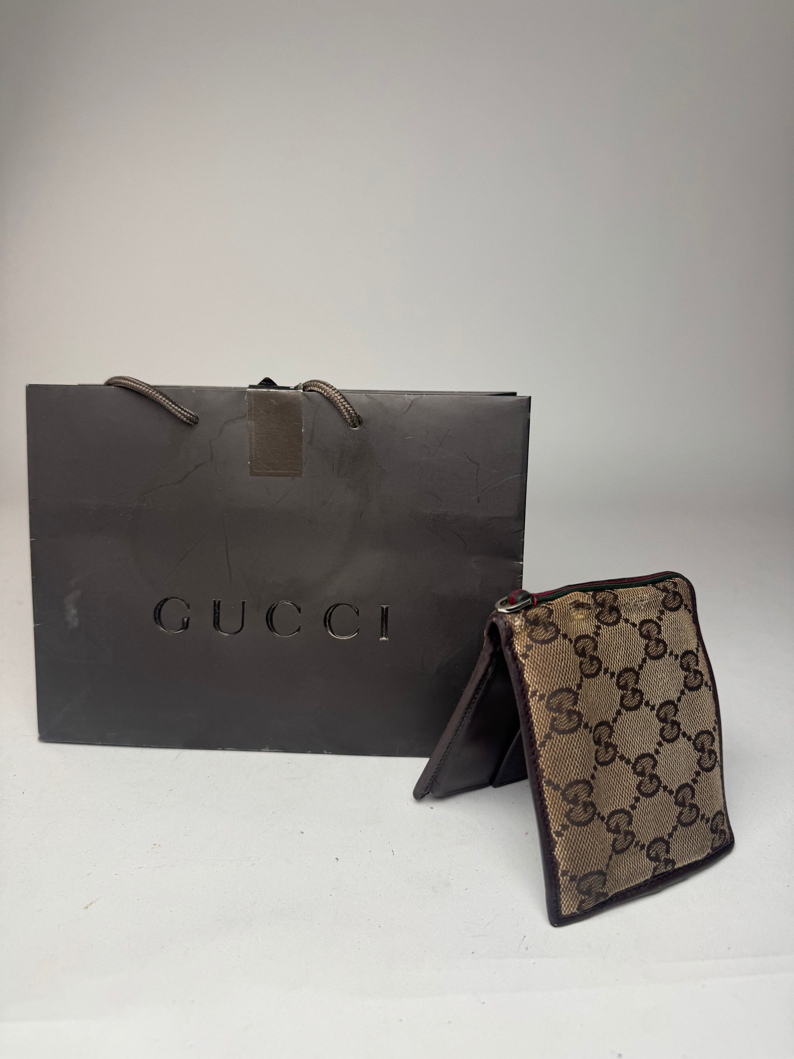 Gucci Vintage Monogram Flapable Leather Wallet beige brown Size ONE SIZE - 11 Thumbnail