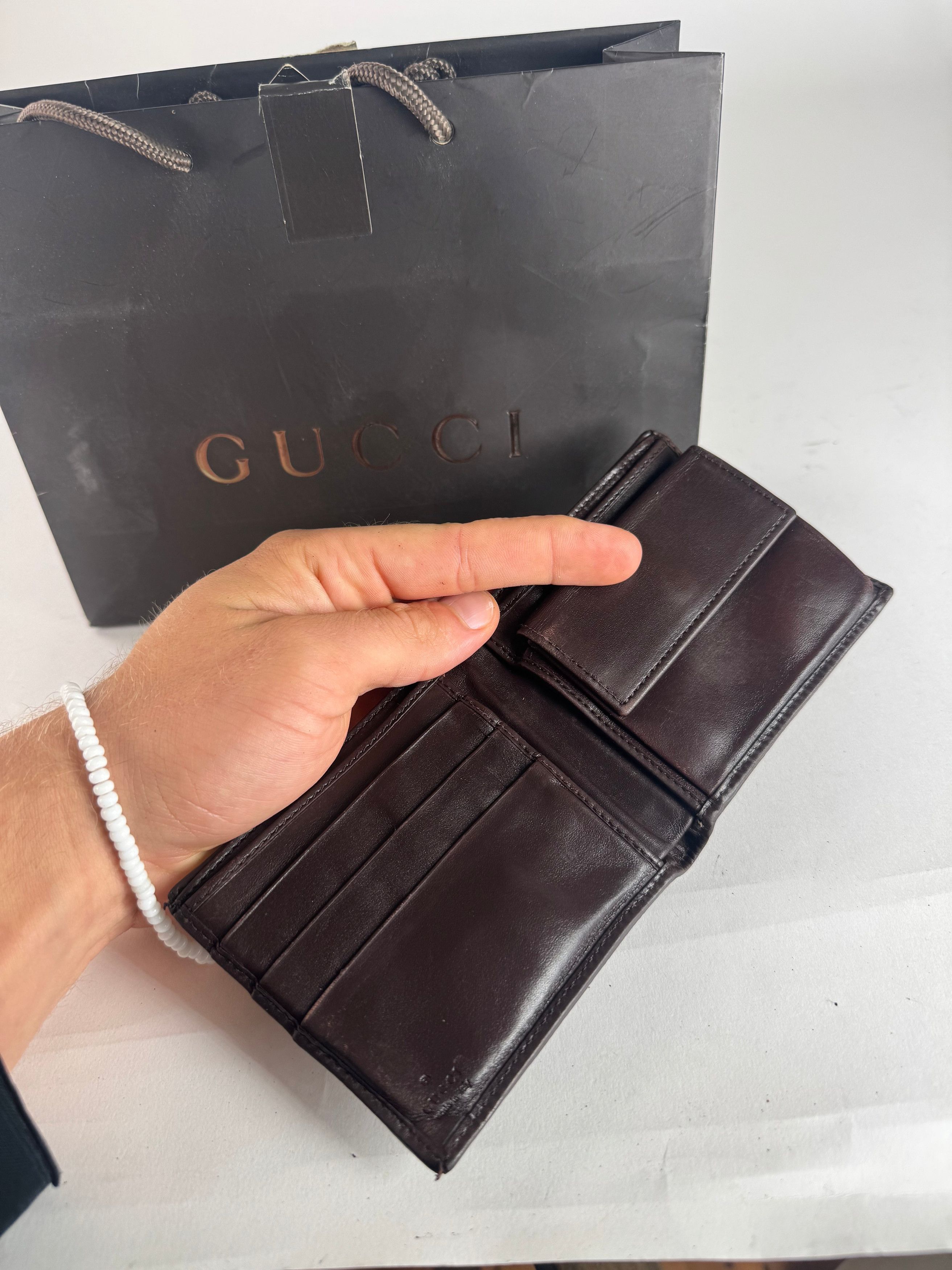 Gucci Vintage Monogram Flapable Leather Wallet beige brown Size ONE SIZE - 5 Thumbnail