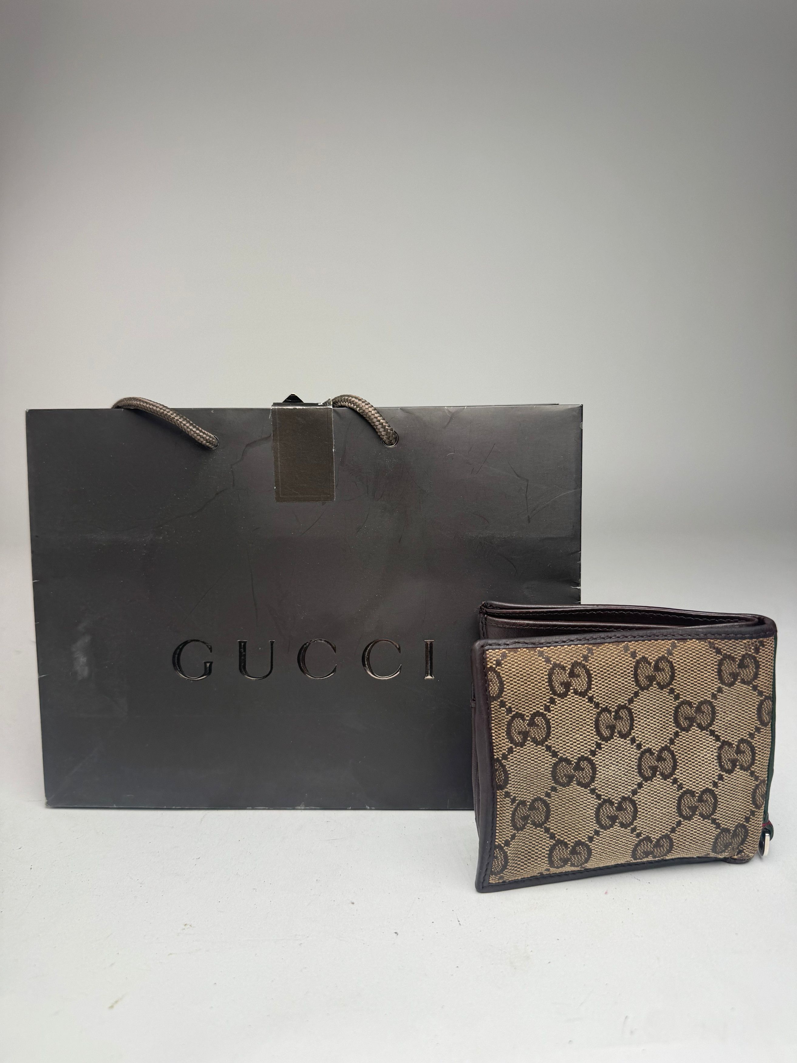 Gucci Vintage Monogram Flapable Leather Wallet beige brown Size ONE SIZE - 3 Thumbnail