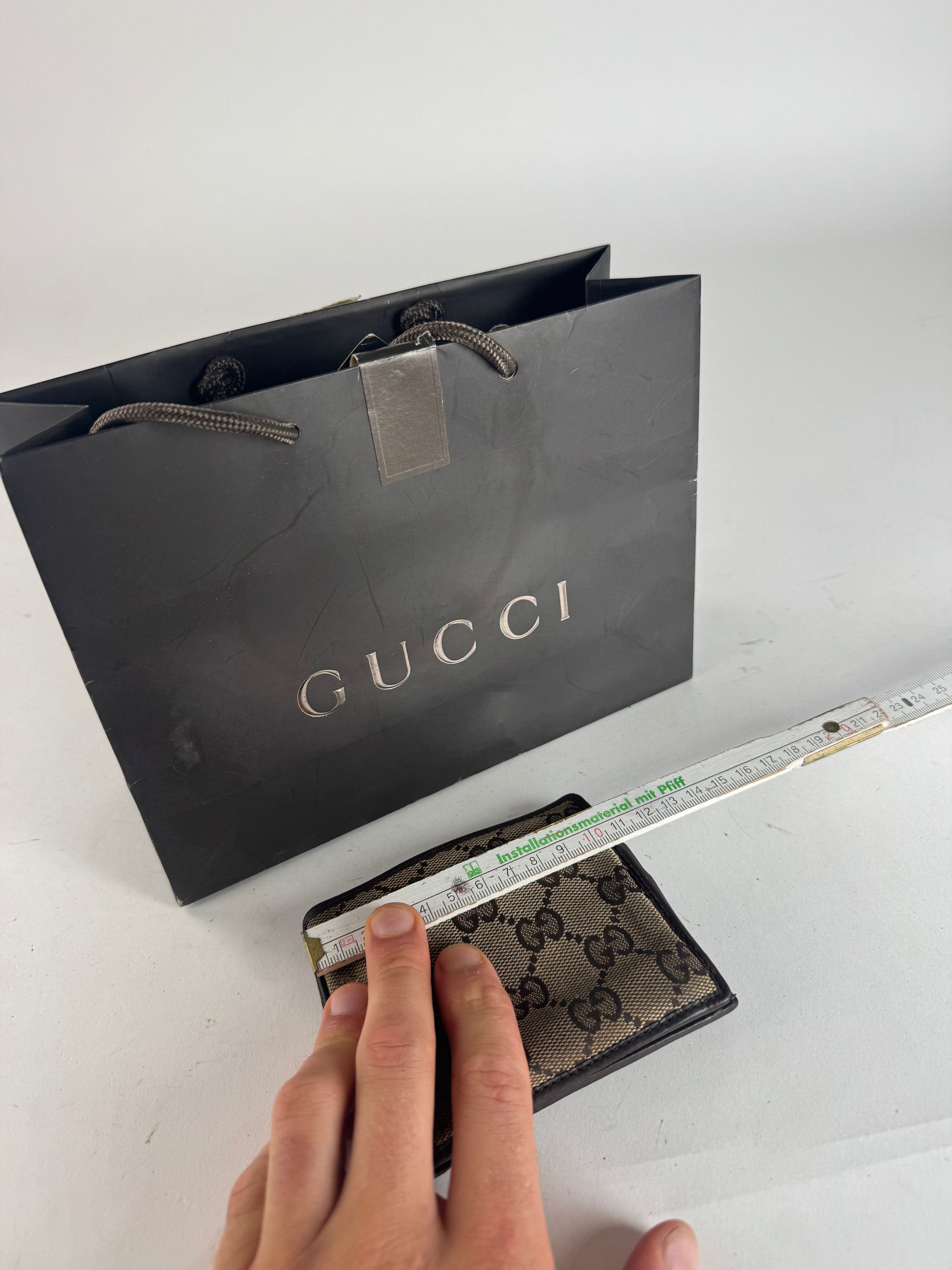 Gucci Vintage Monogram Flapable Leather Wallet beige brown Size ONE SIZE - 9 Thumbnail
