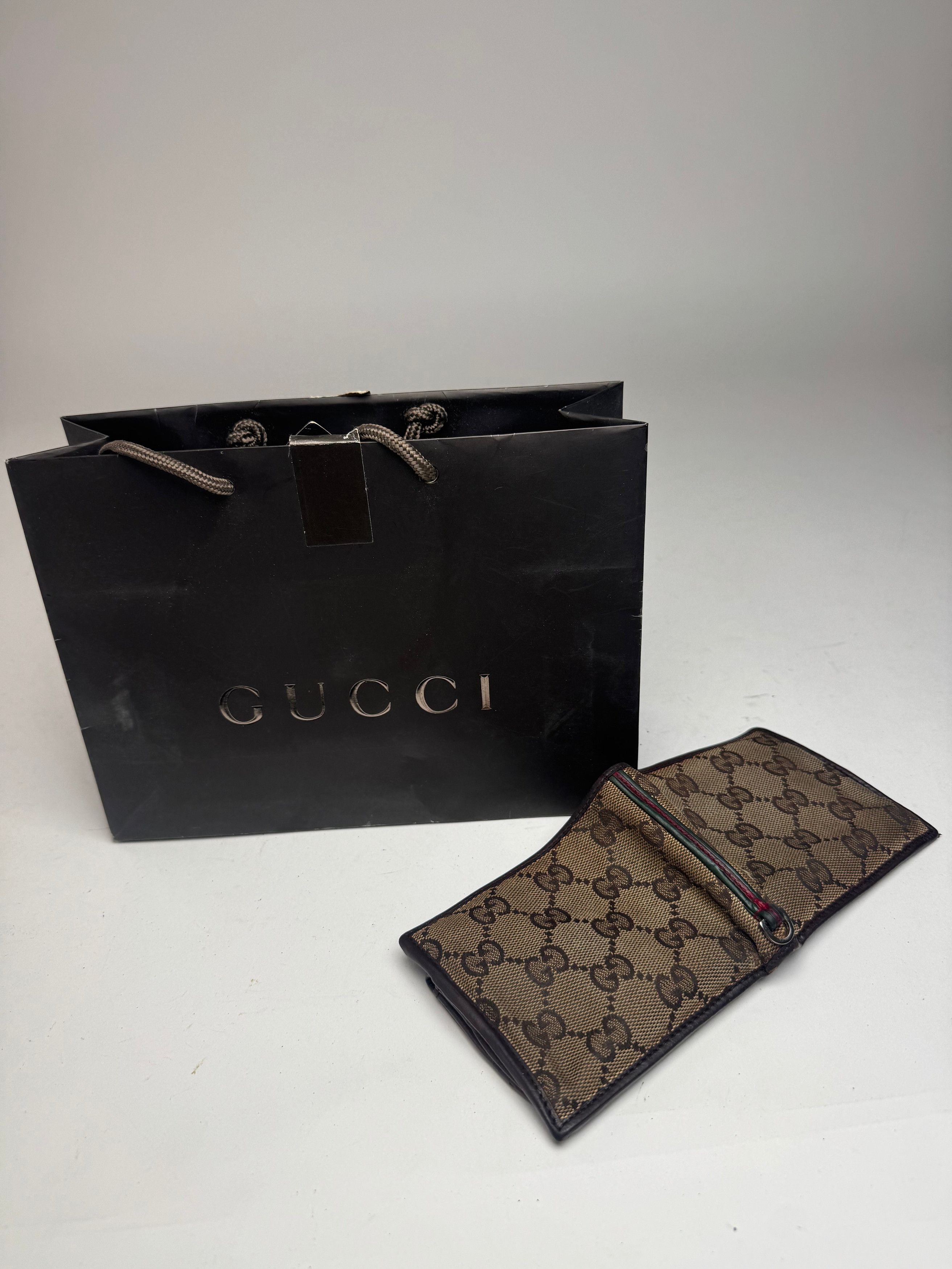 Gucci Vintage Monogram Flapable Leather Wallet beige brown Size ONE SIZE - 4 Thumbnail