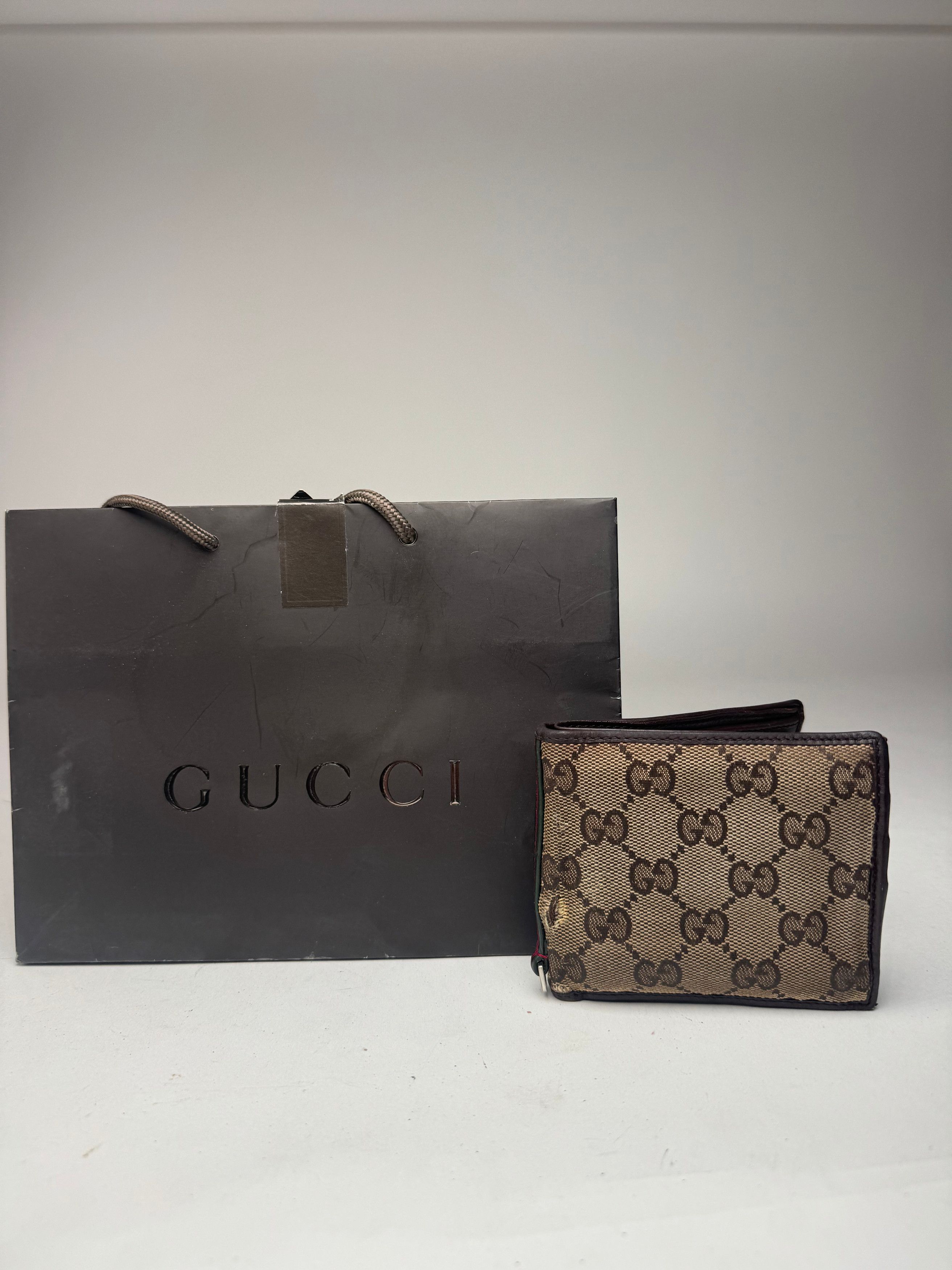 Gucci Vintage Monogram Flapable Leather Wallet beige brown Size ONE SIZE - 2 Thumbnail