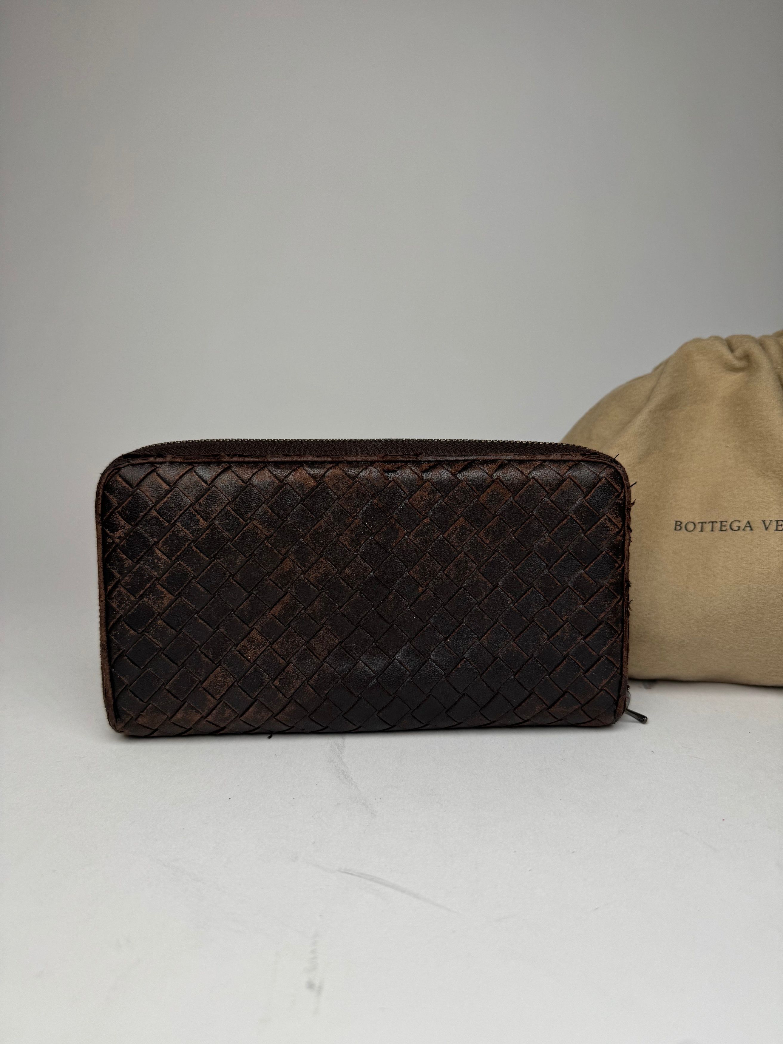 Bottega Veneta Vintage Zippy Intrecciato Leather Wallet Brown Size ONE SIZE - 6 Thumbnail